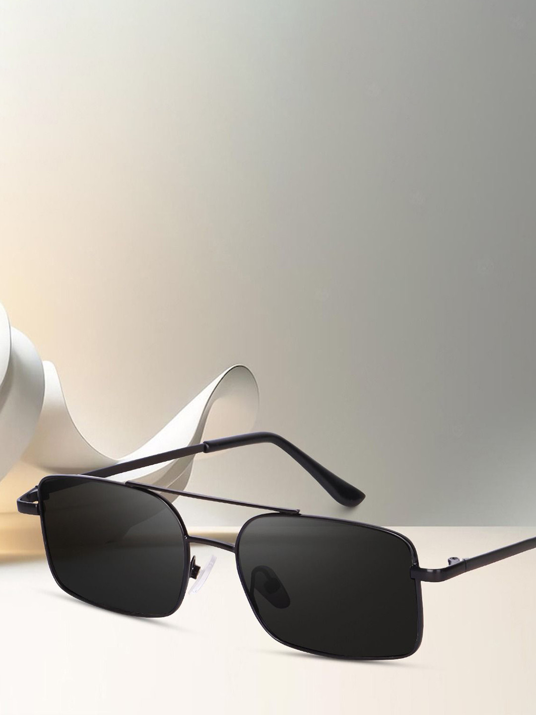DEXENT COLLECTION Unisex Rectangle Sunglasses with UV Protected Lens Karan aujhla Black