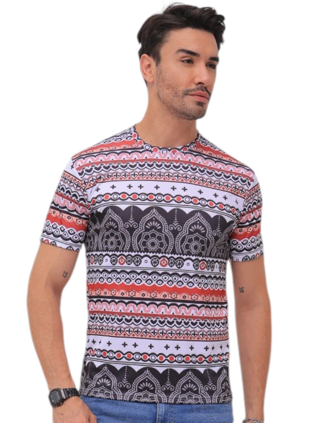 f Gallery Men Linen Blend Pockets T-shirt