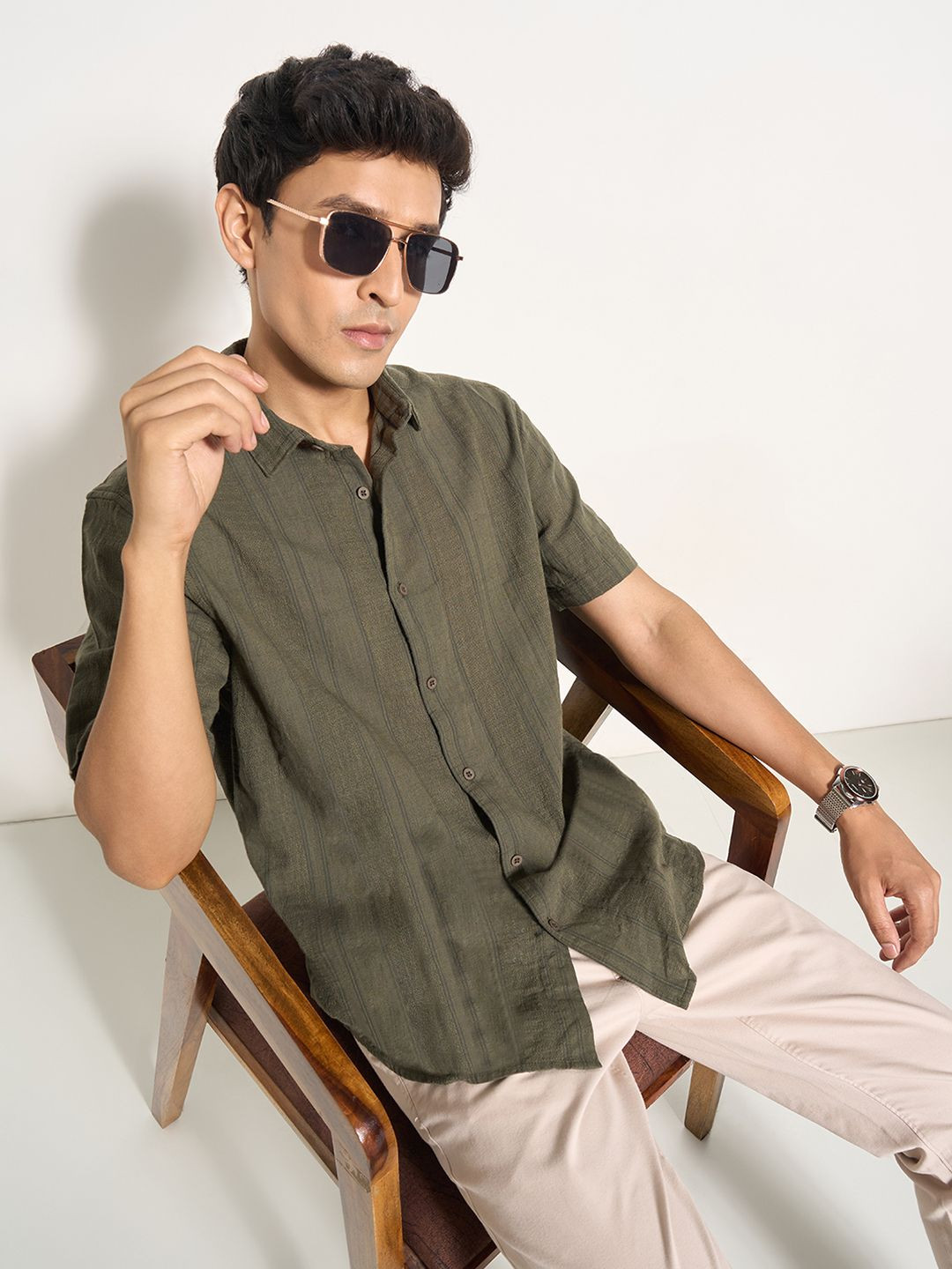 Peregrine by Pantaloons Men Striped Casual Shirt