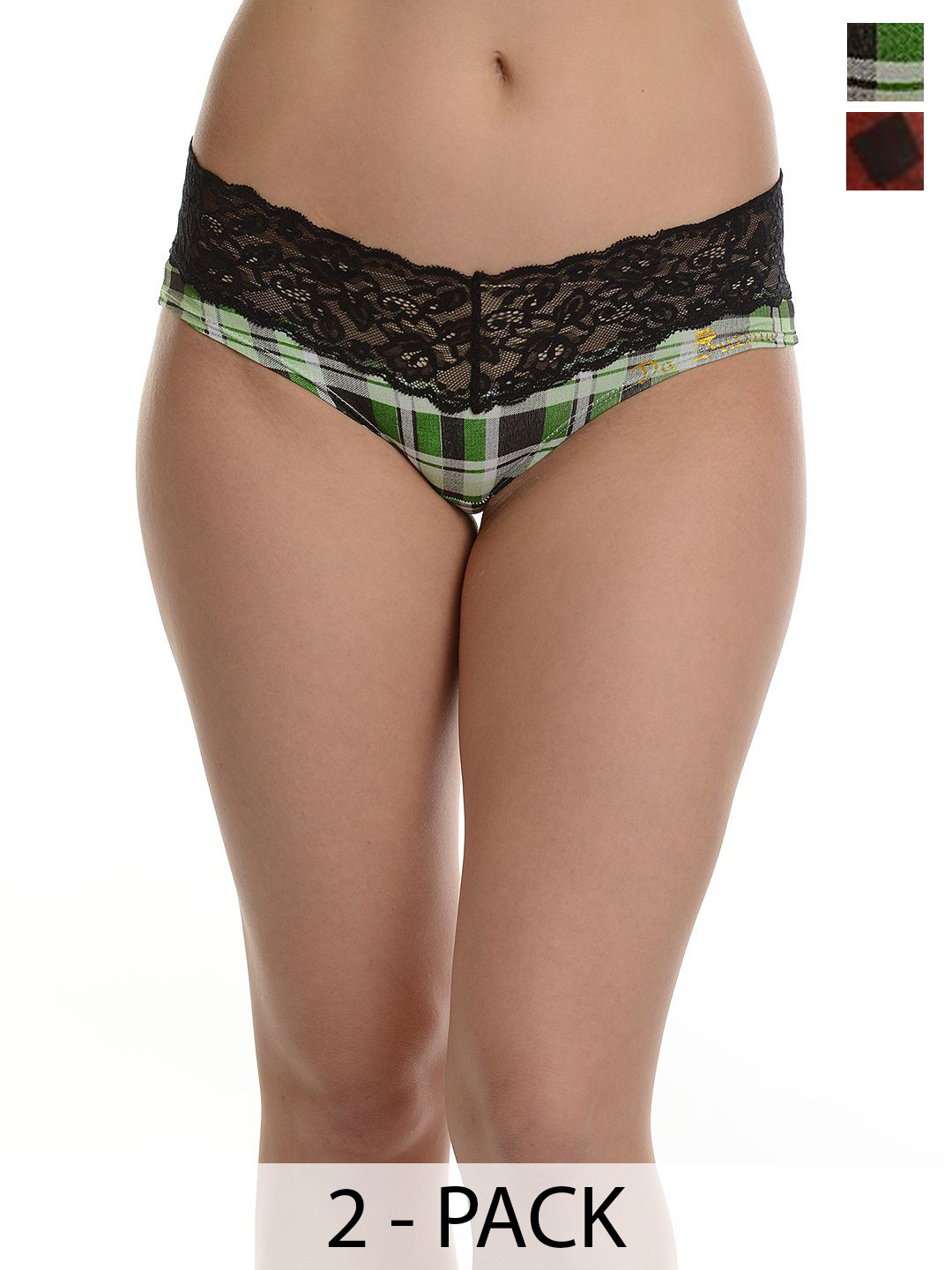 Da Intimo Pack Of 2 Printed Low-Rise Bikini Briefs DIU-4849_RD_GRN
