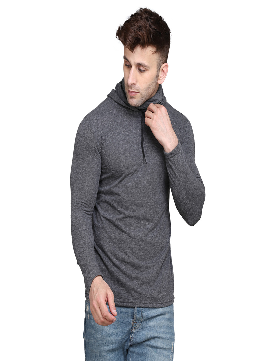 BEYOU FASHION Men Solid Long Sleeves Hood Casual T-shirt
