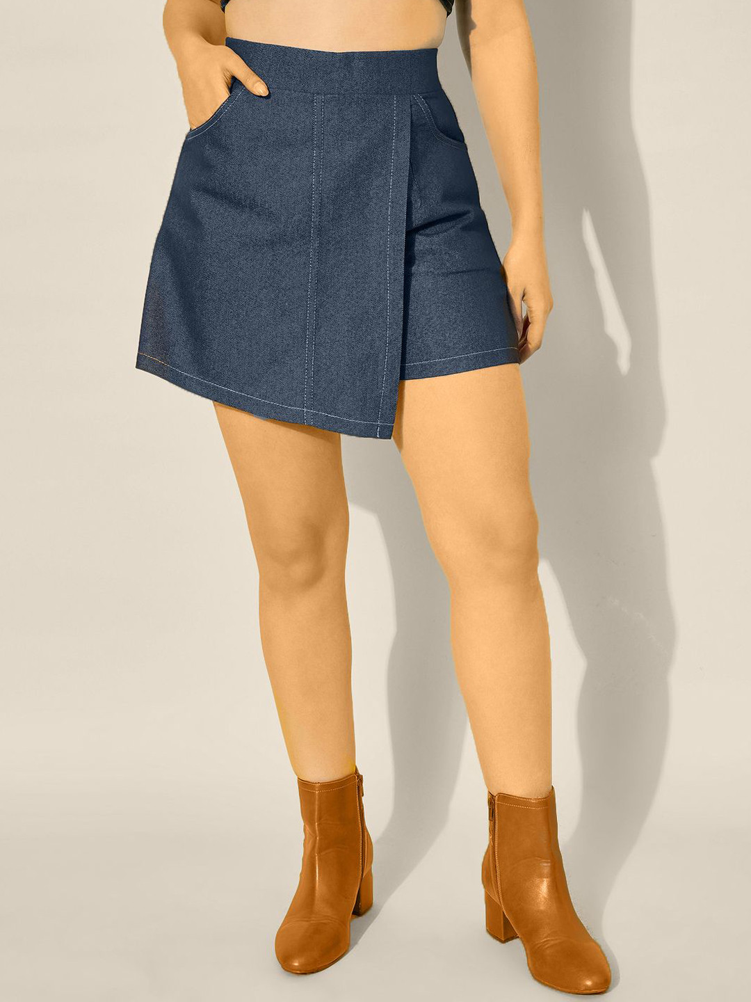 CORSICA High Waist Front Skirt Back Shorts Skorts Mini Skirt