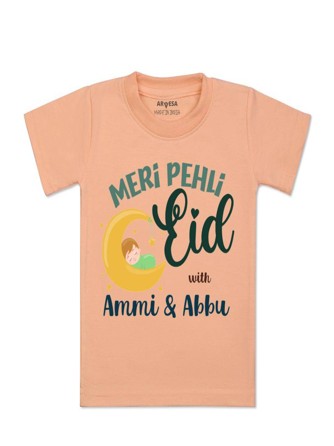Arvesa Kids Meri Pehli Eid With Ammi & Abbu Printed Tshirt