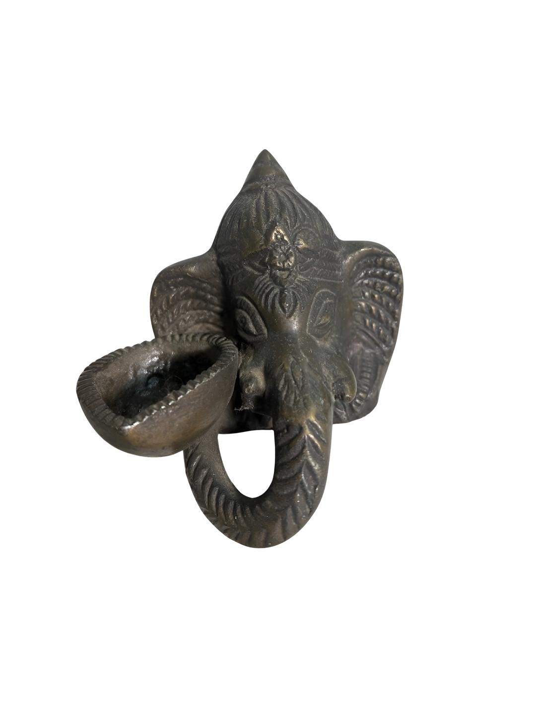 Taurrus Antique Bronze-Toned Ganesha Wall Diya Religious Idol Showpiece