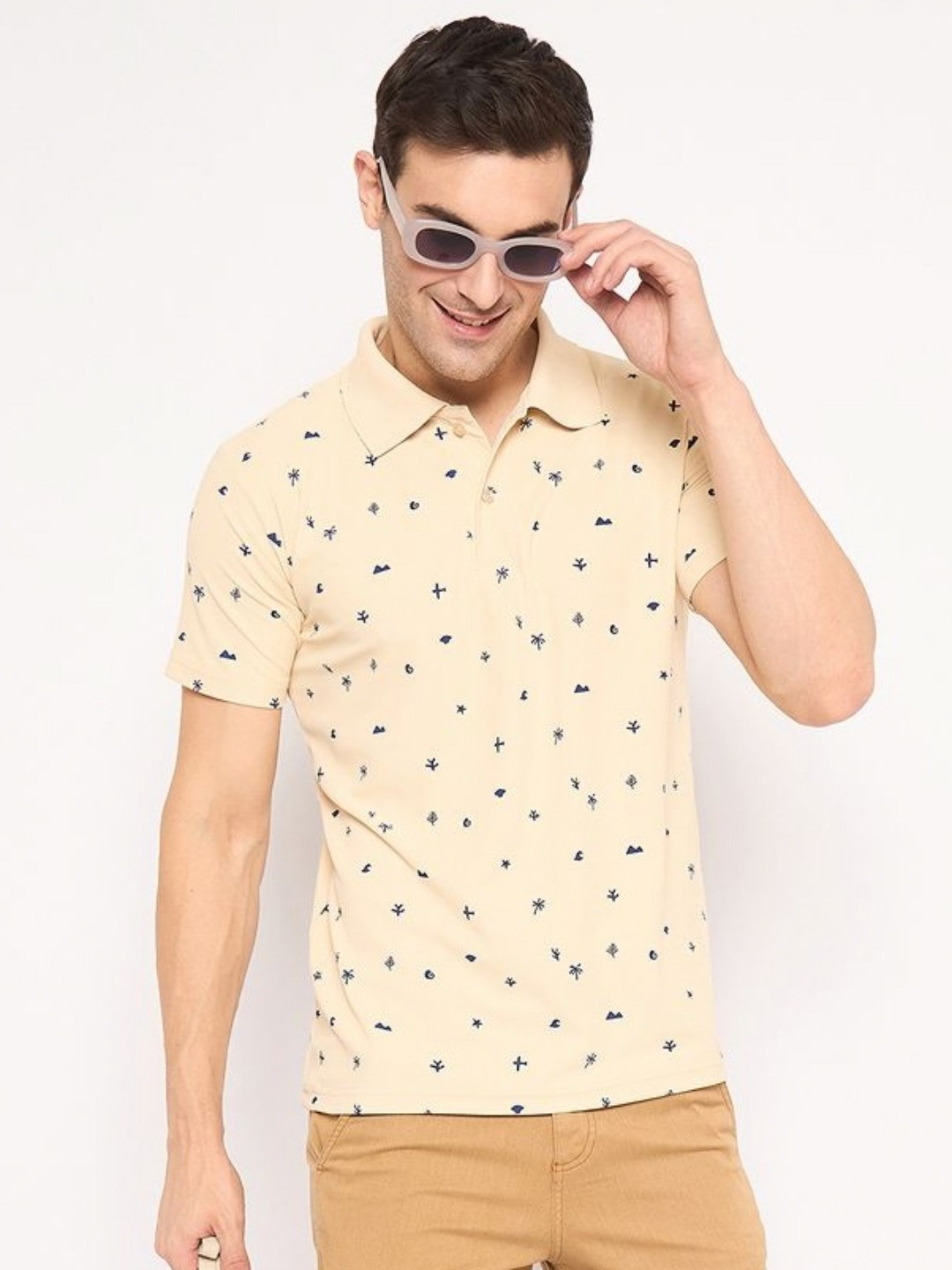 KASMA Men Printed Polo Collar T-shirt