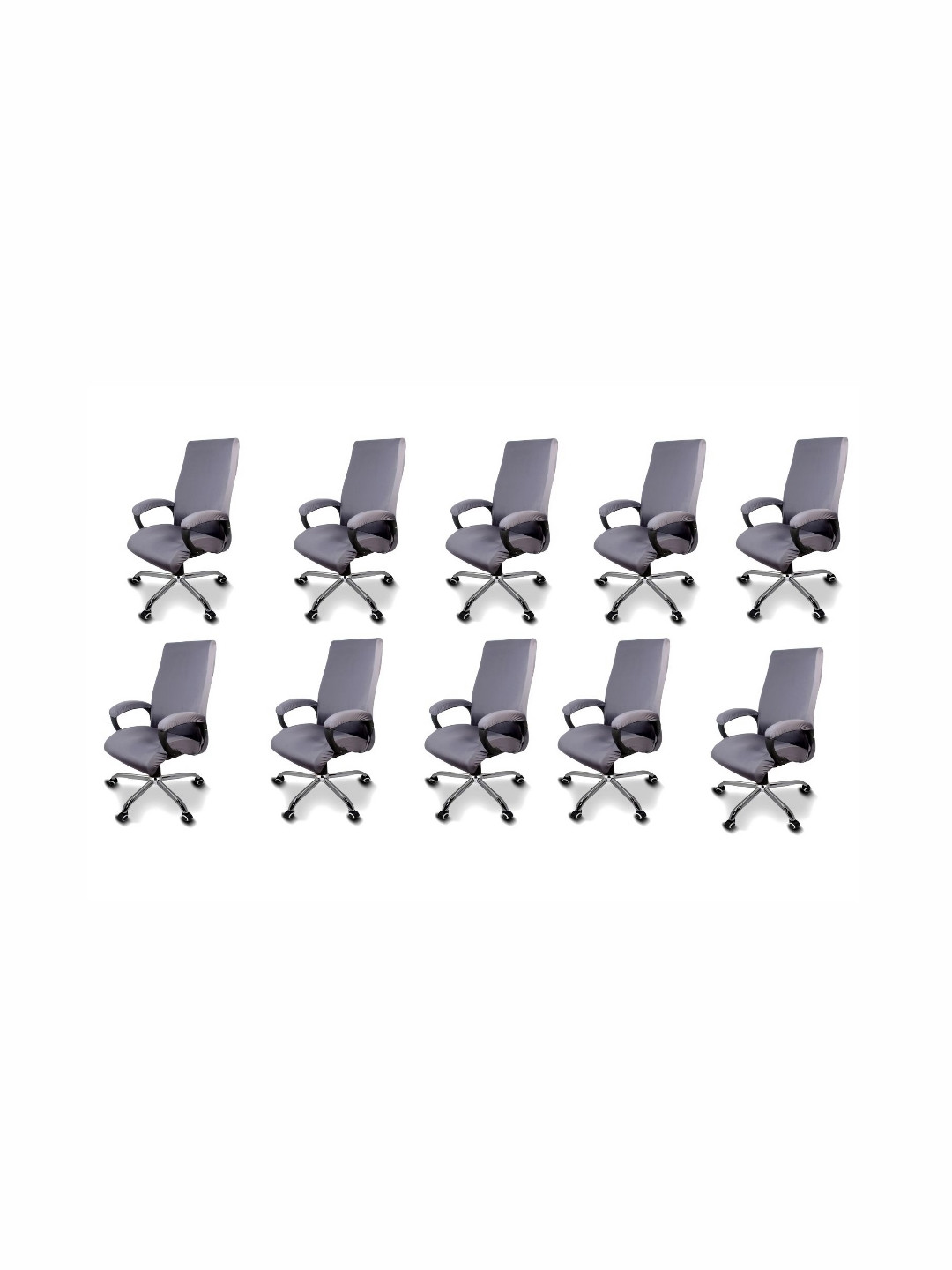 The Furnishing Tree Set Of 10 Grey Elastic Boss Chair Covers