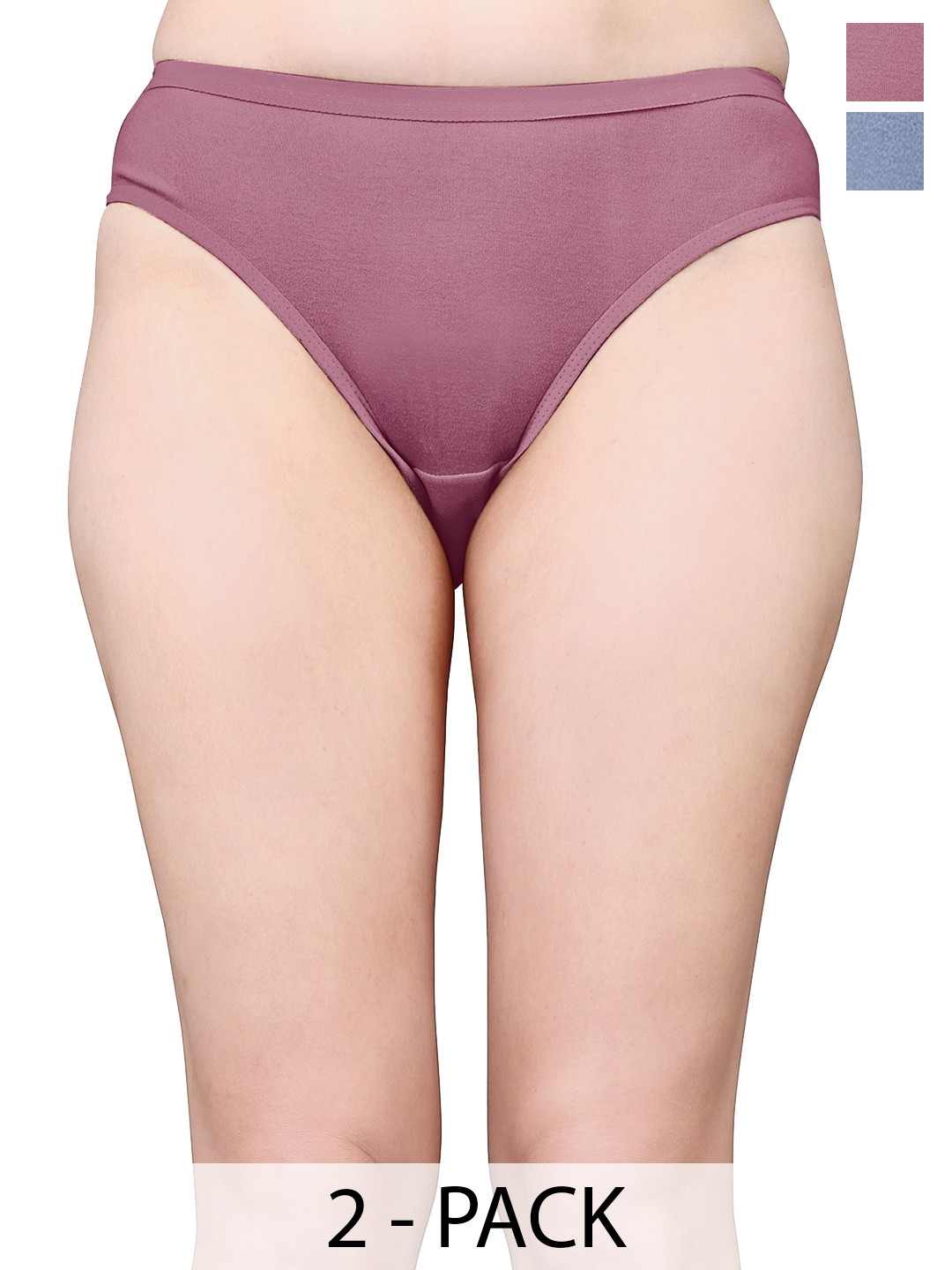 Exotica Lingerie Pack Of 2 Cotton Bikini Briefs EX ELLY-PACK OF 2-S,BLUE LMAROON-M