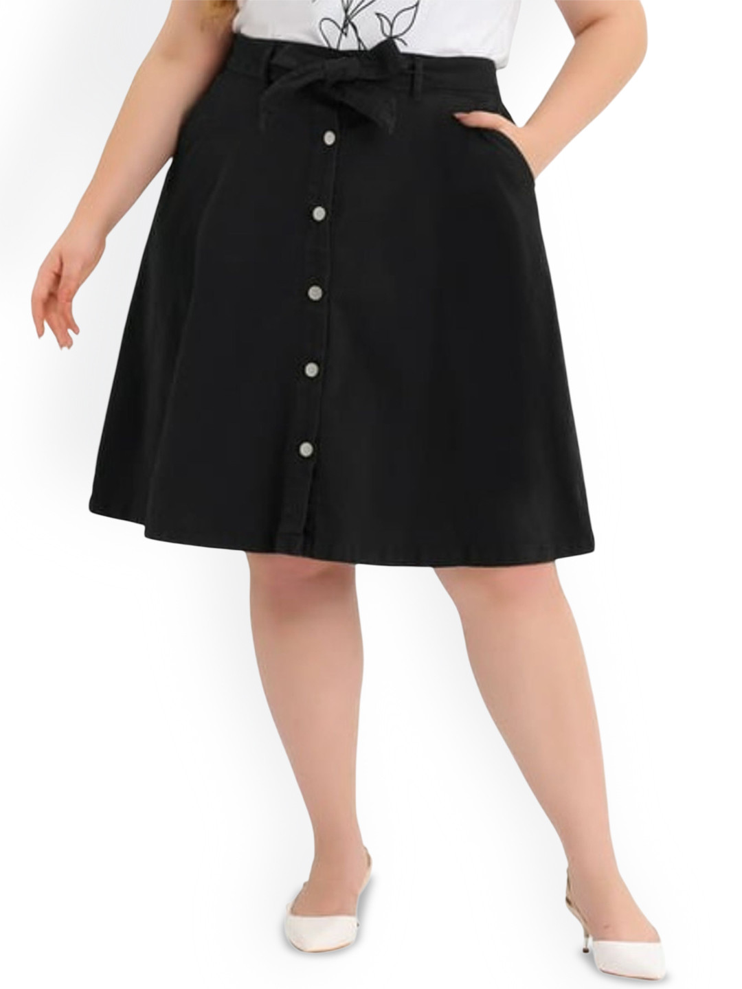 Tripursundari Fashion Denim High-Waist A-Line Knee Length Skirt