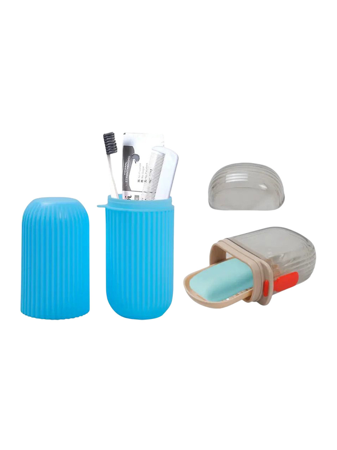 HASHONE Set Of 2 Toothbrush Holder & Soap Tray Combo For Easy Organization