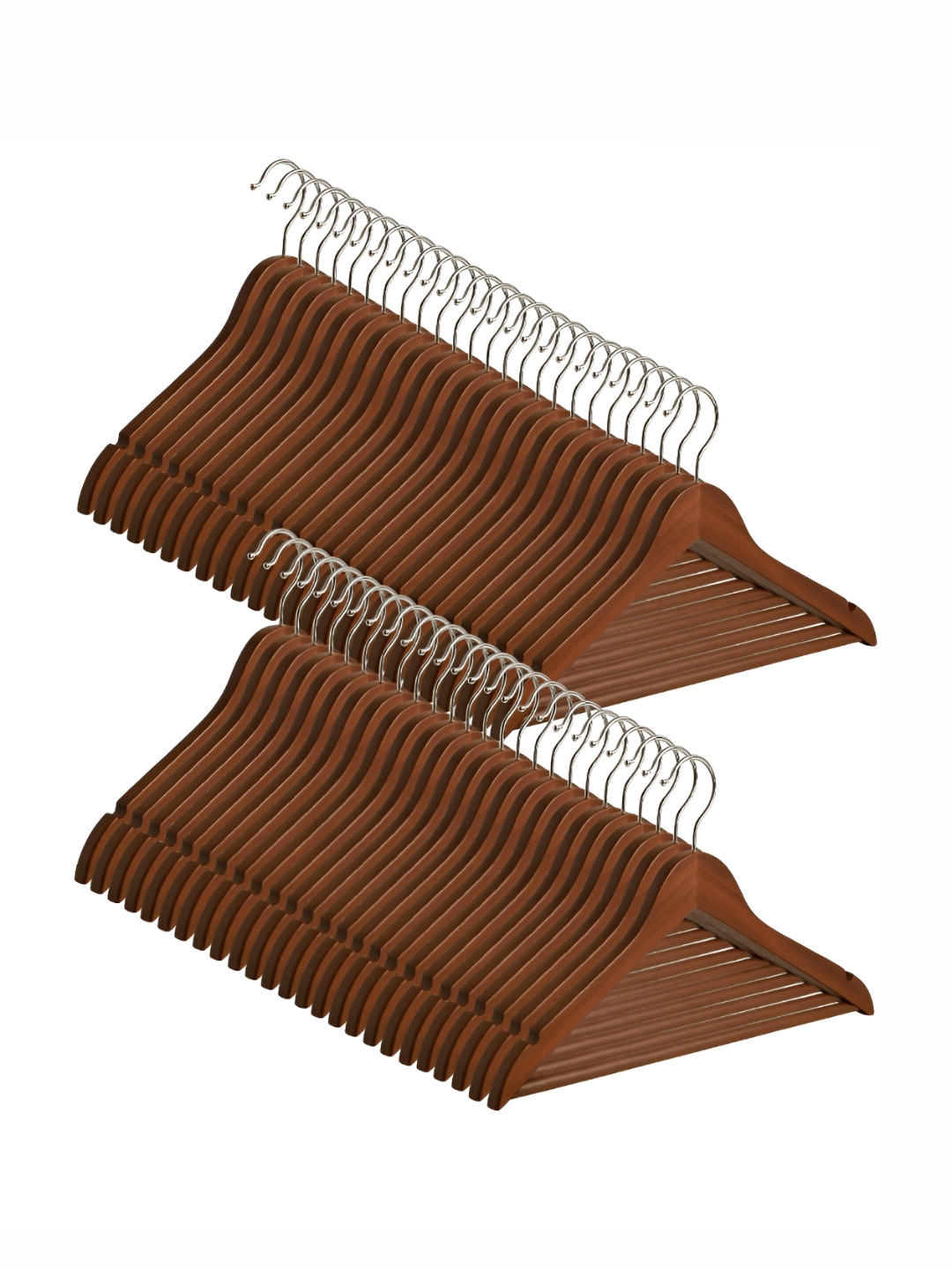ASH AND ROH Set Of 50 Brown Wooden Hangers