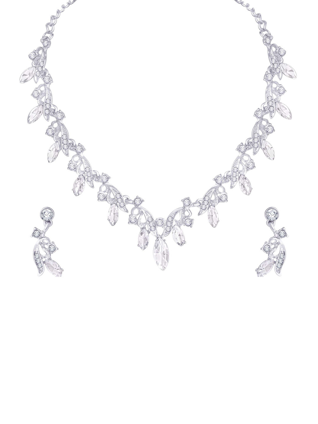 Atasi International  Sliver Plated Stone Studded Jewellery Set