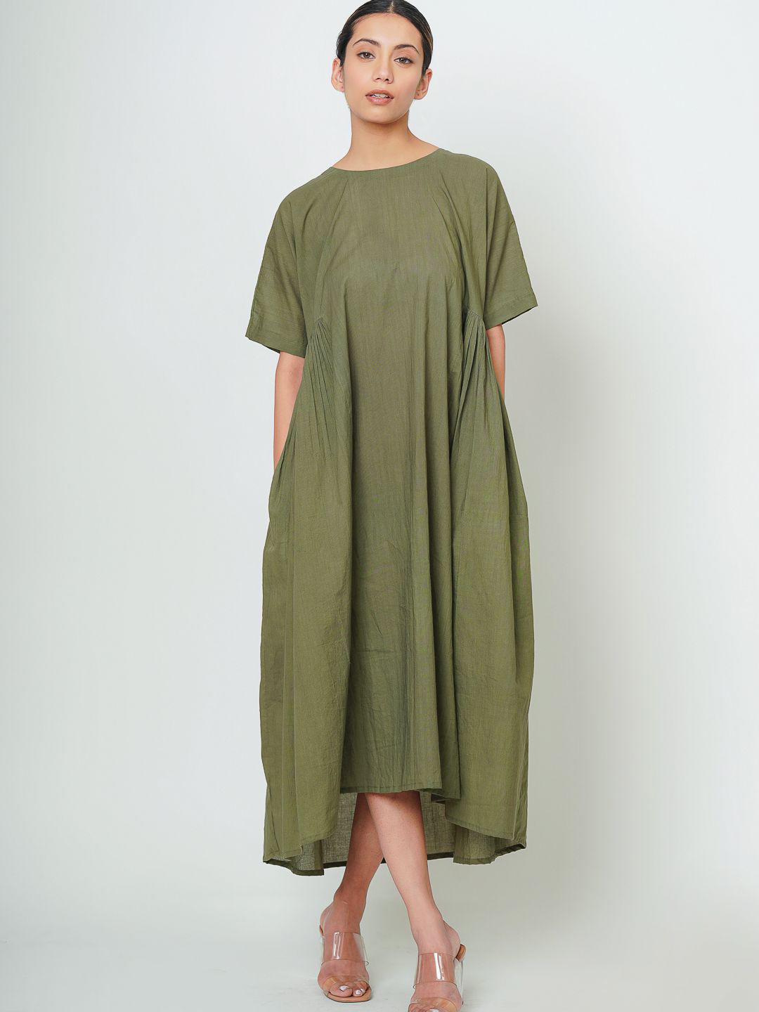 Tailor Didi Women Organic Cotton Round Neck Empire Midi Dress