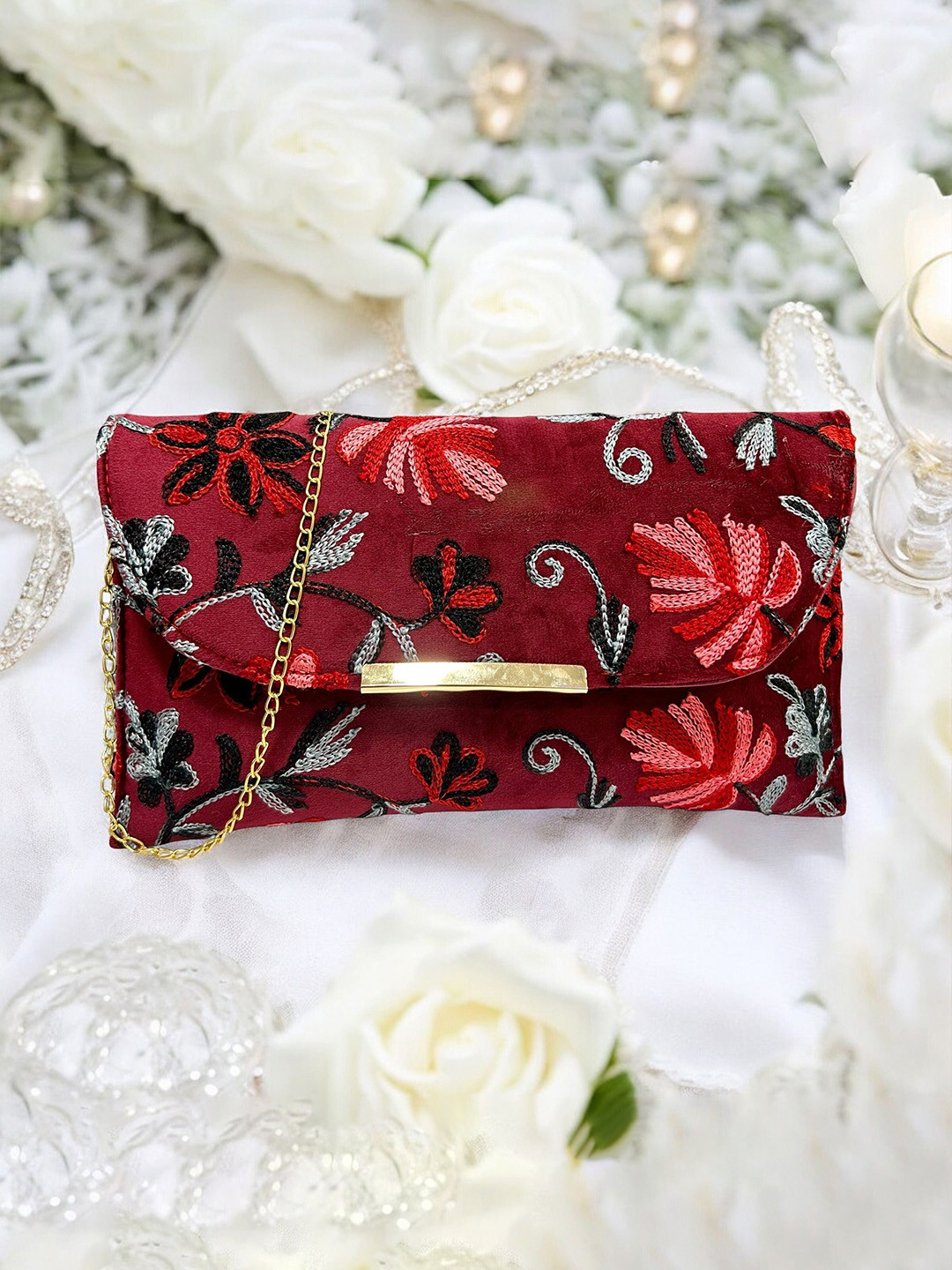 SKORPIO Embellished PU Oversized Bowling Handheld Bag with Cut Work