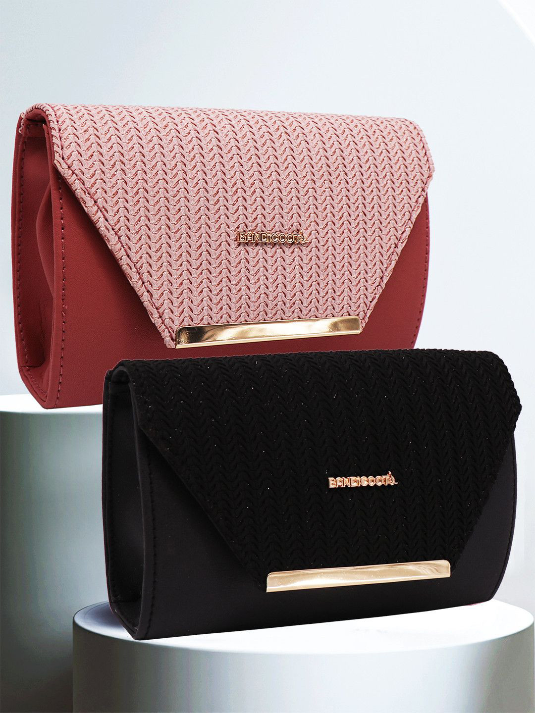 BANDICOOT Set OF 2 PU Structured Sling Bag with Bow Detail