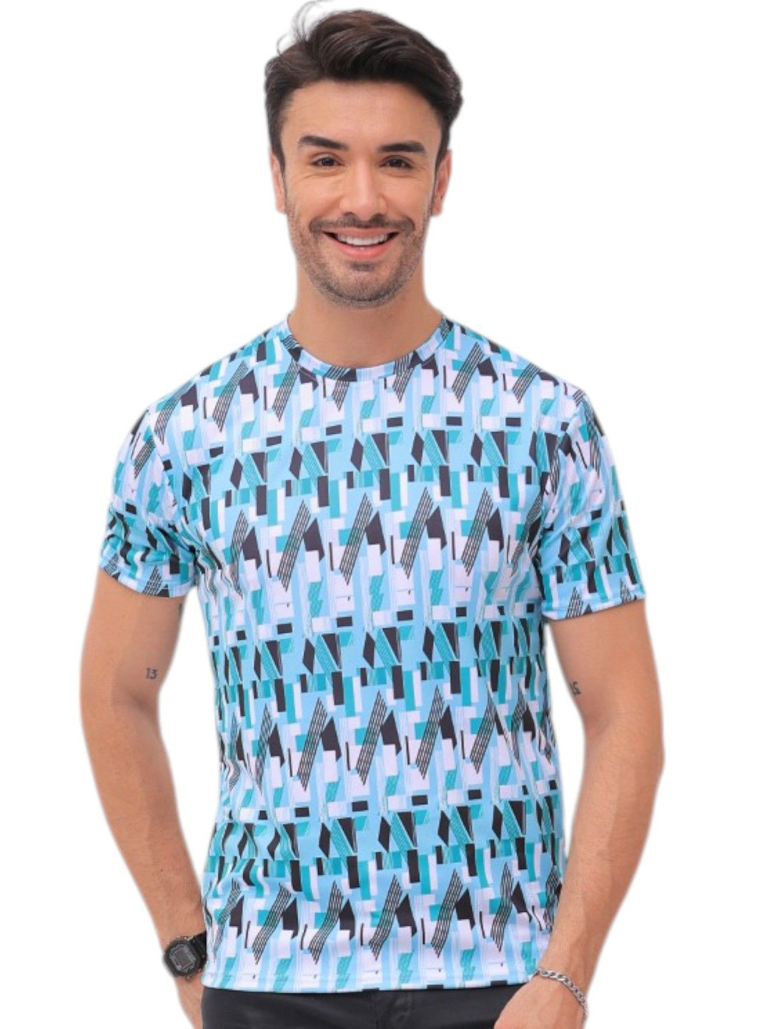 f Gallery Men Linen Blend Raw Edge T-shirt