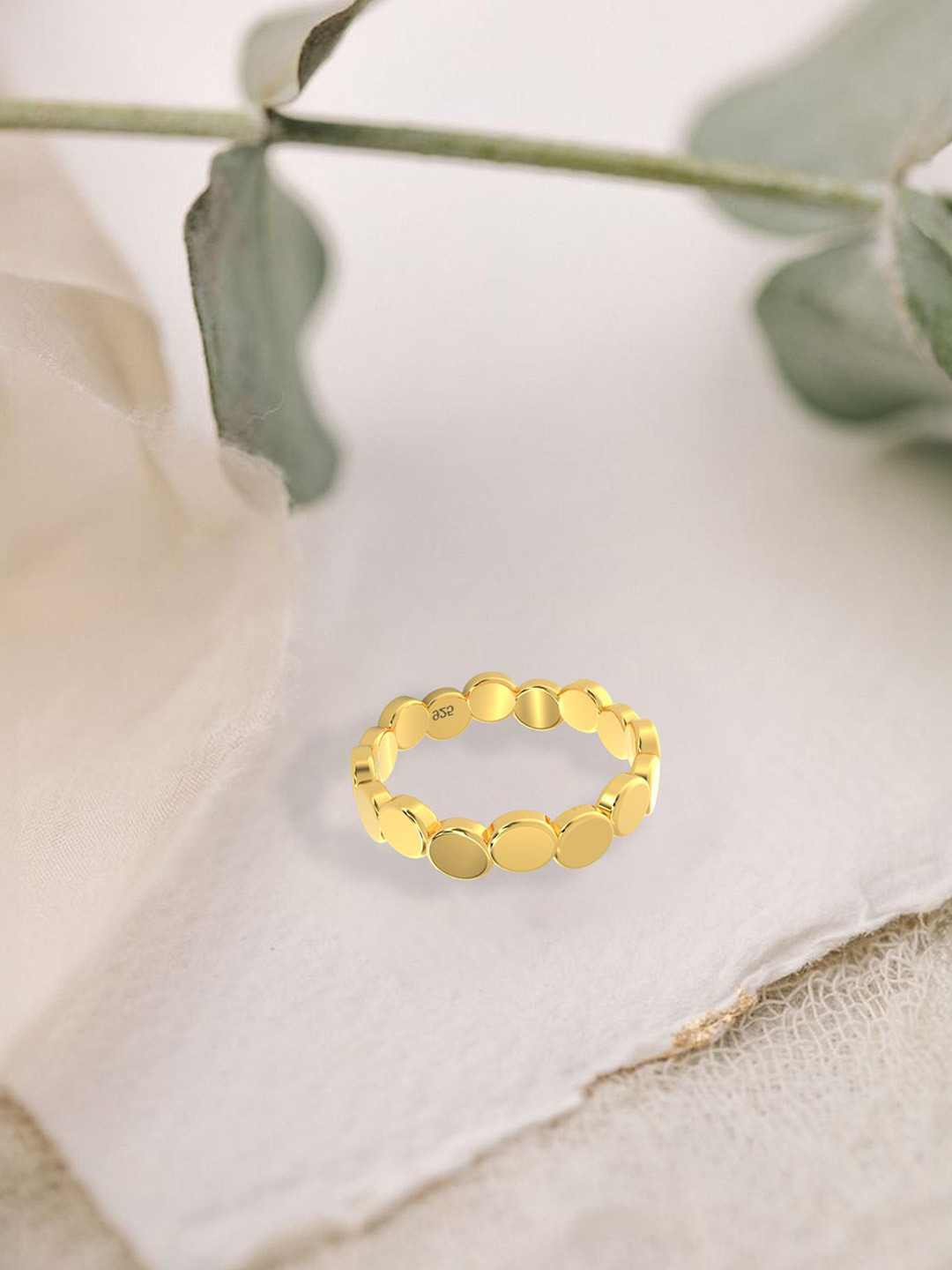 TVISVA JEWELS 925 Sterling Silver Gold-Plated Circle Stackable Finger Ring