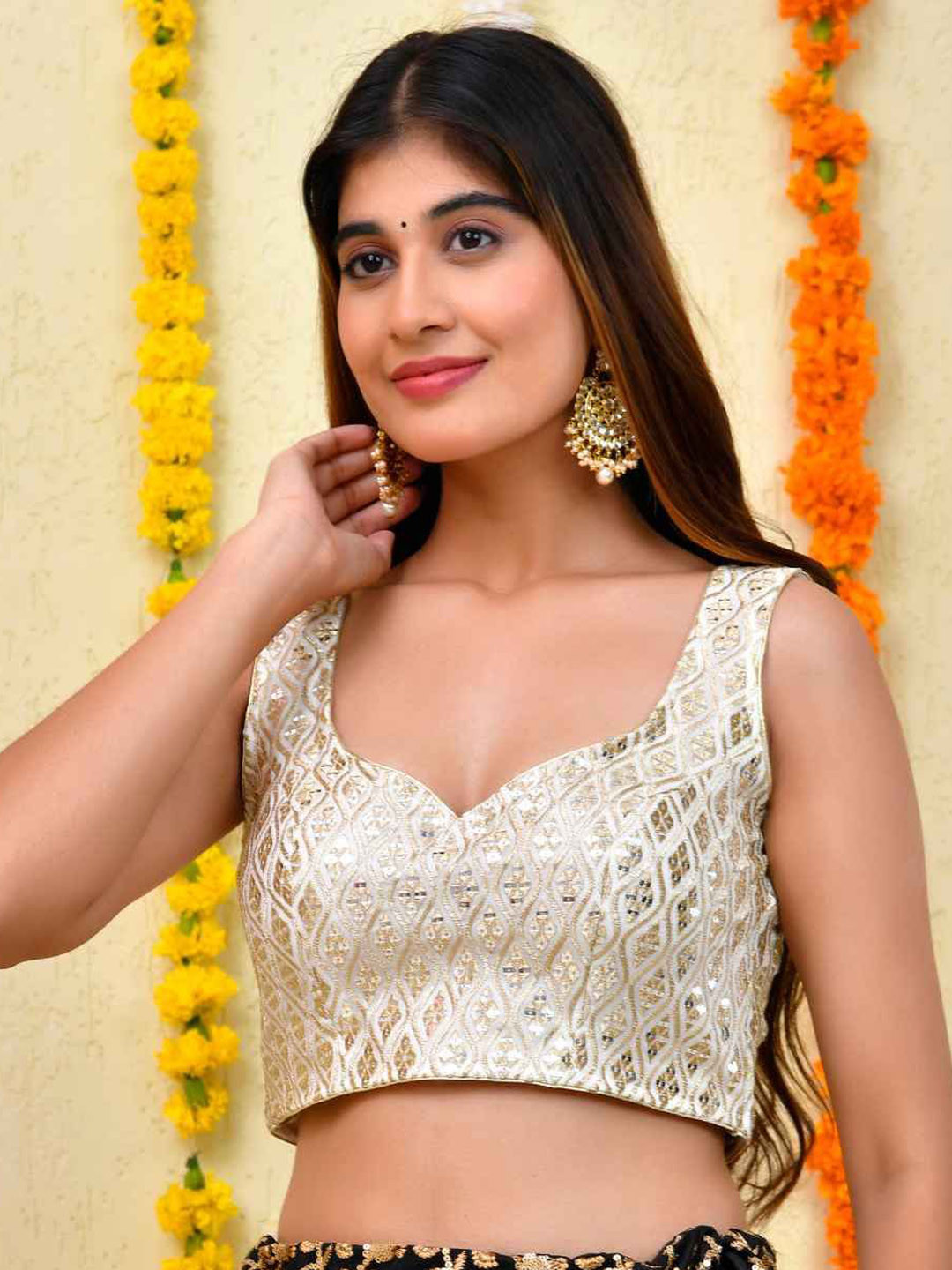 Amodini Designer Studio Embroidered Sequined Saree Blouse