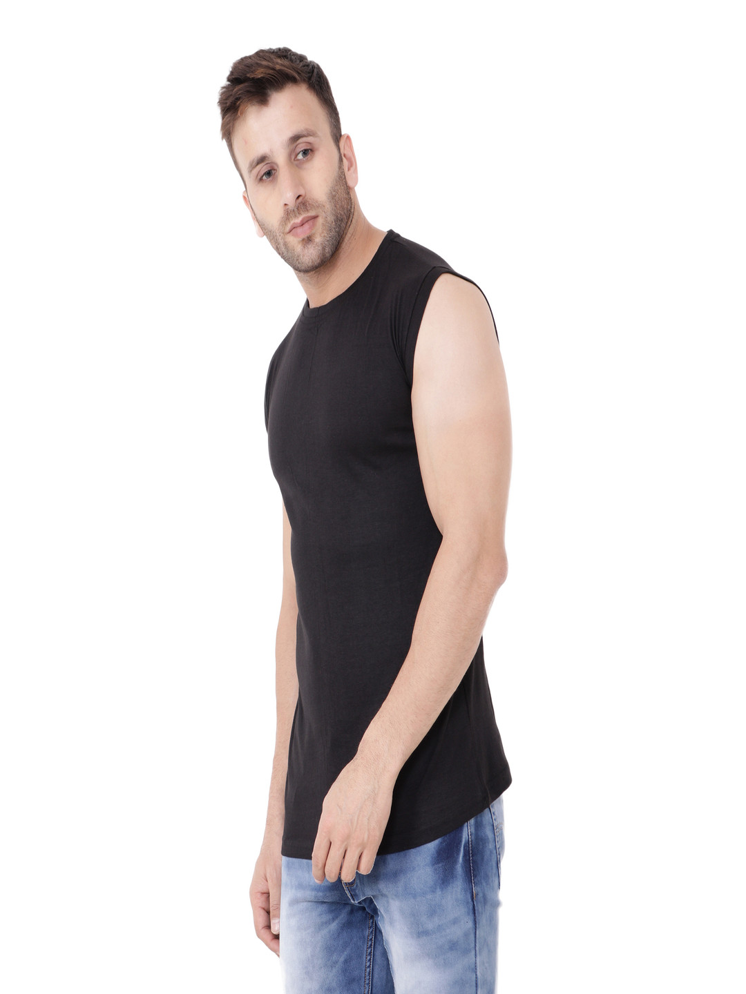 BEYOU FASHION Round Neck Sleeveless Muscle Fit T-shirt