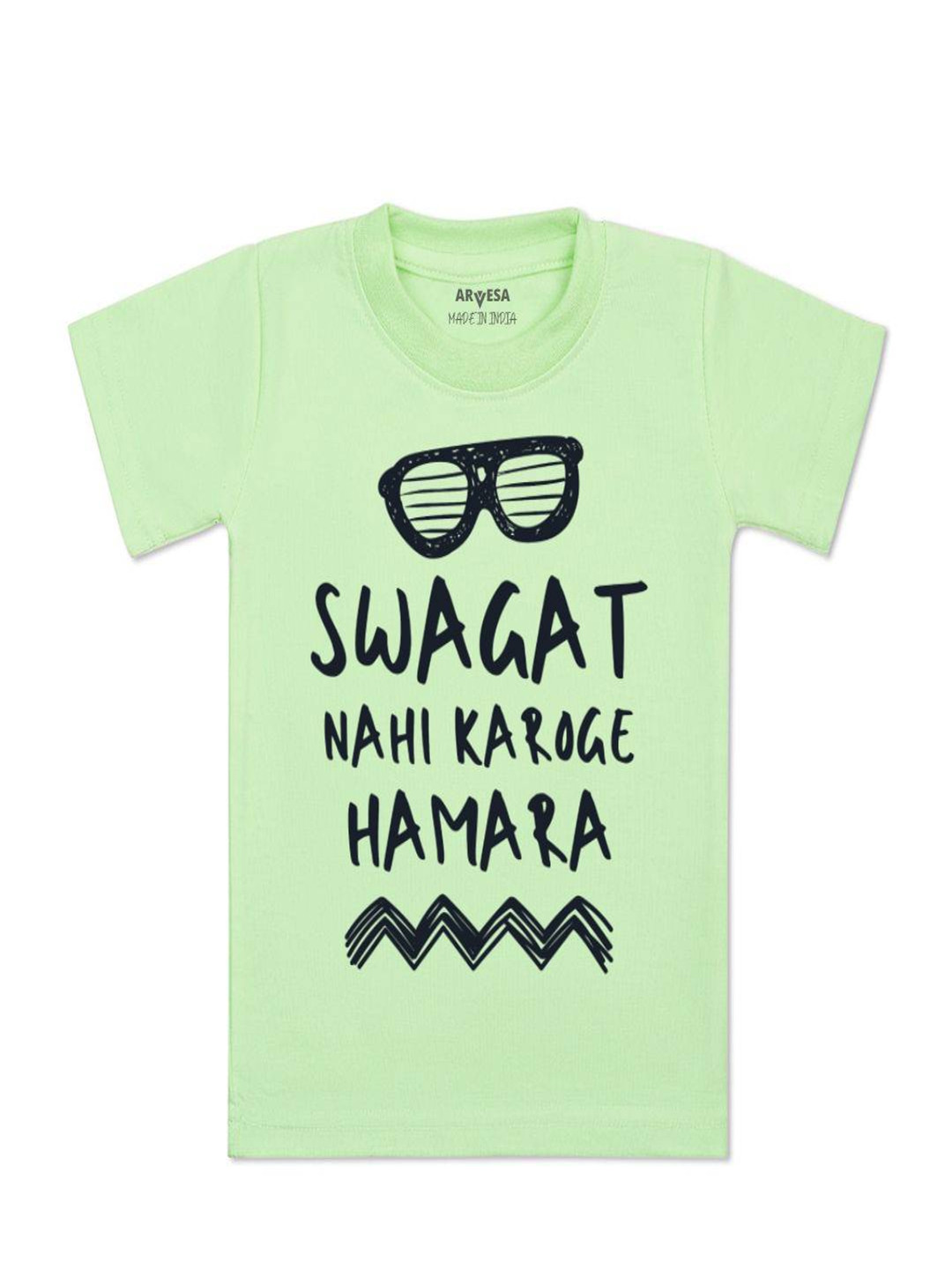 Arvesa Kids Swagat Nahi Karoge Hamara Printed Tshirt