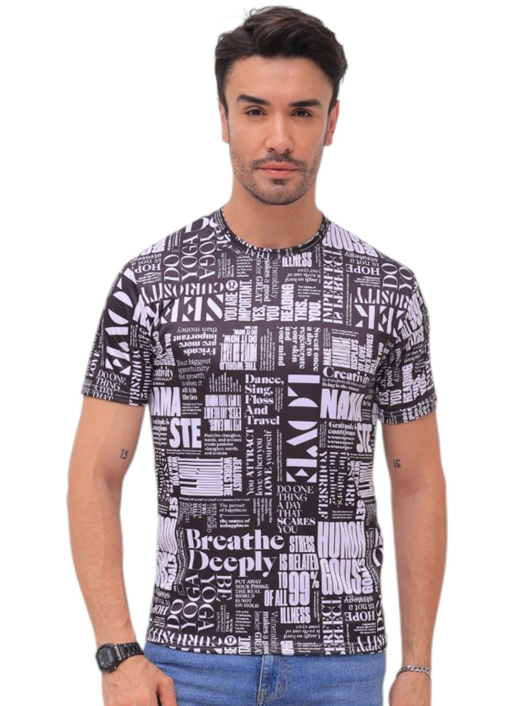 f Gallery Men Linen Blend Pockets T-shirt