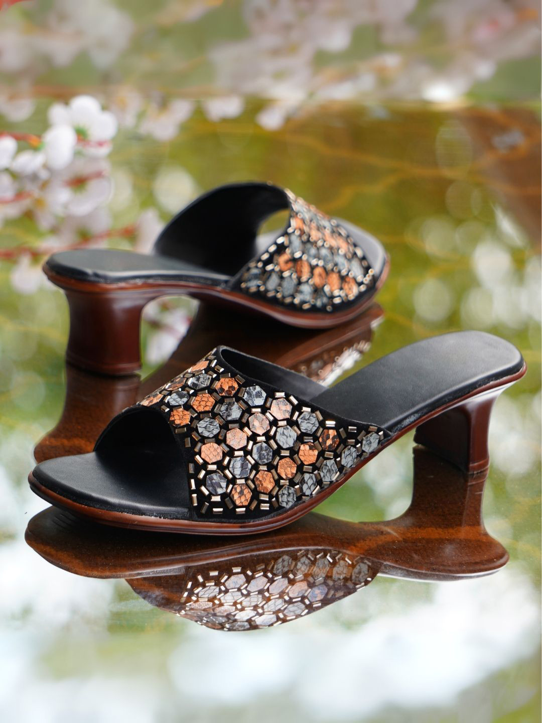 Froh Feet Women Embellished Comfortable Open Toe Block Heel Sandals