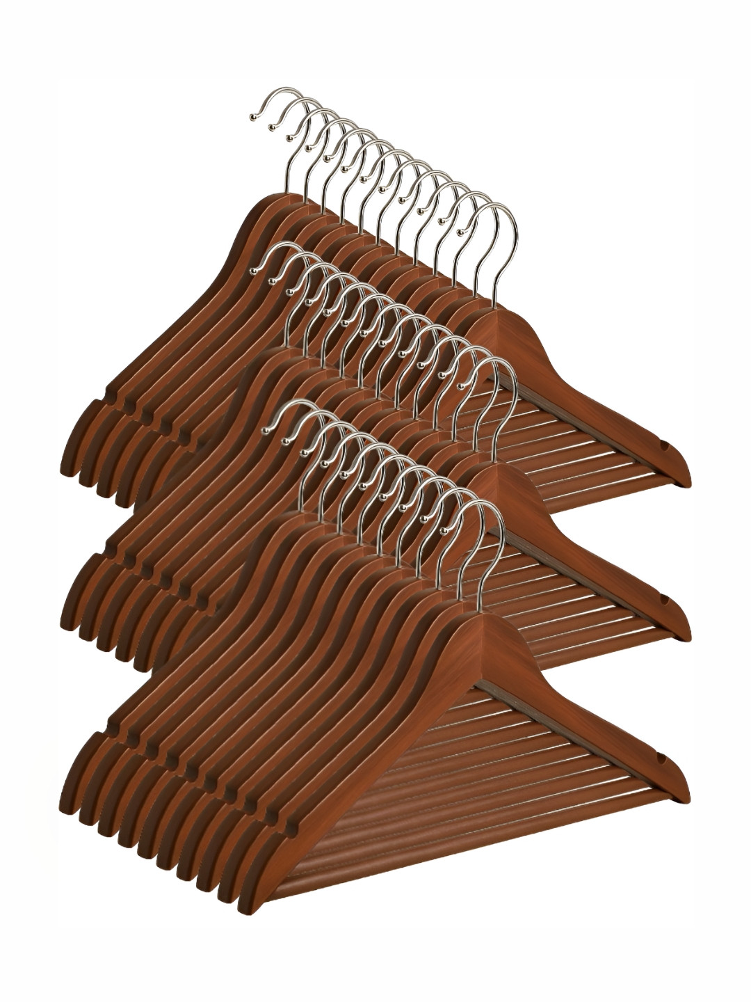 ASH AND ROH Set Of 36 Brown Wooden Hangers