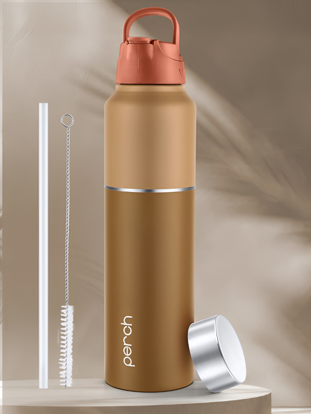 PERCH Brown Solid Stainless Steel Spill Proof Sipper - 1L