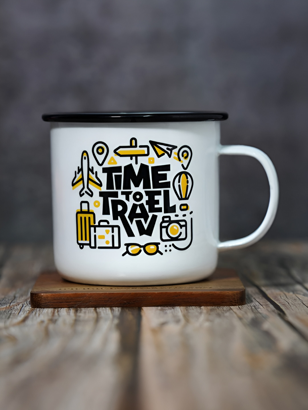 WANDERLOOMS White Typography Stainless Steel Handmade Mug-400ml