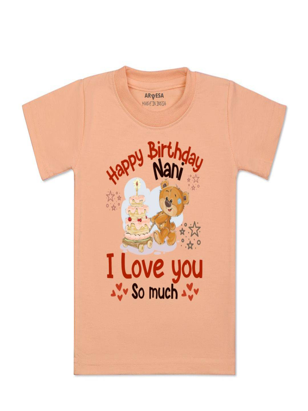 Arvesa Kids Happy Birthday Nani Printed T-shirt