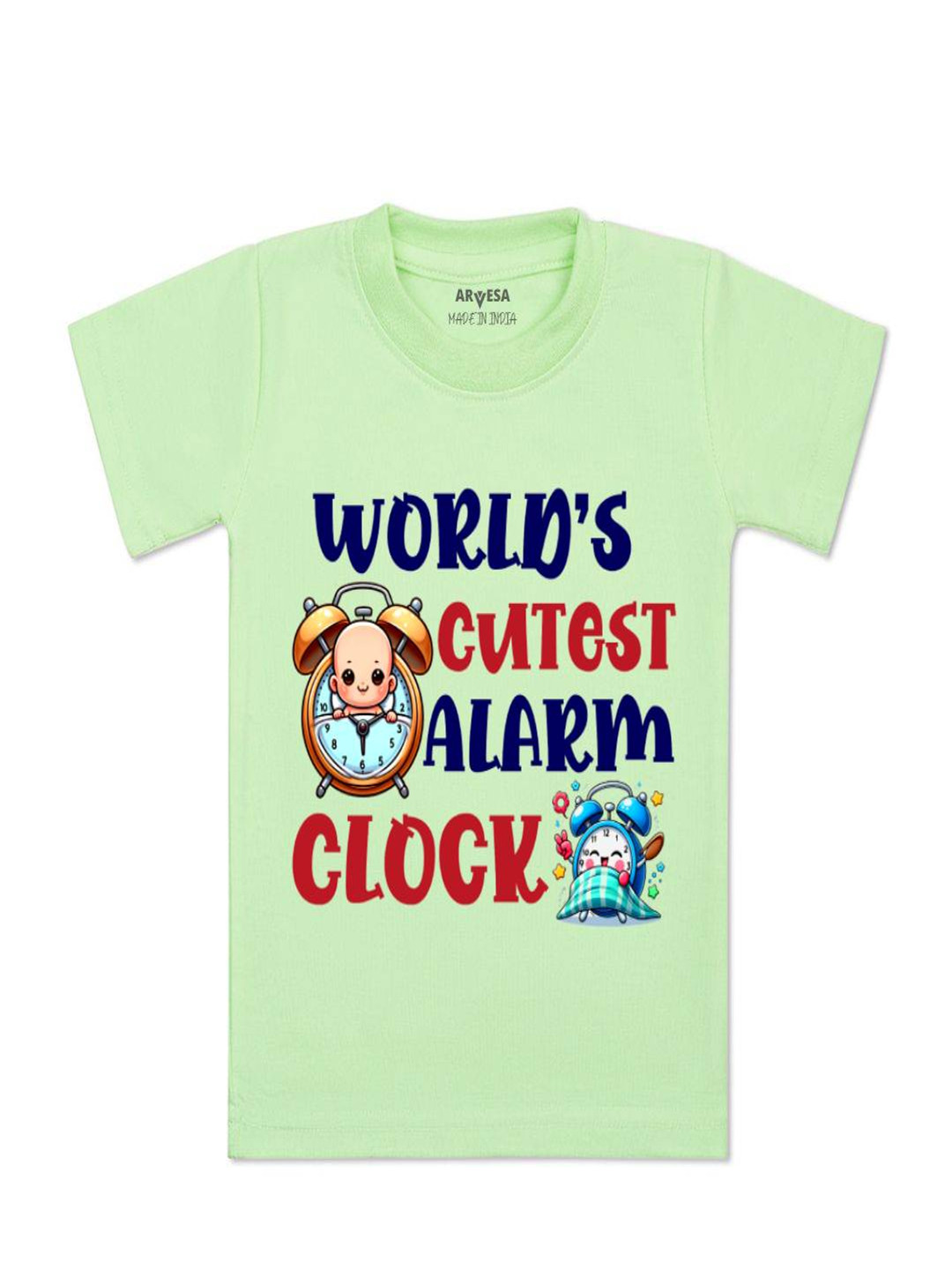 Arvesa Kids World Cutest Alaram Printed Tshirt