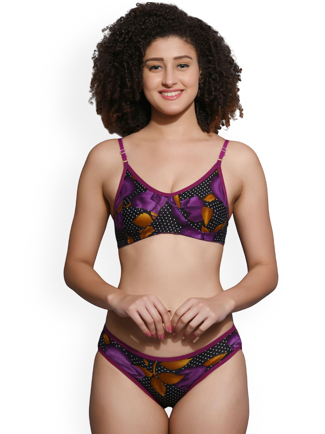 Love Maker Printed Non-Wired Non Padded Lingerie Set LVM-444-PURPLE-30B