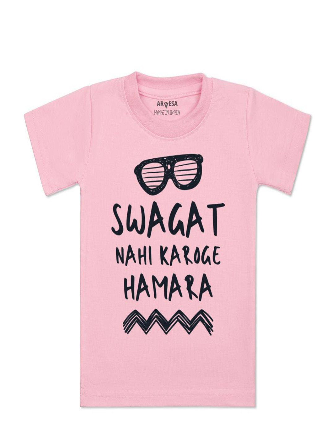 Arvesa Kids Swagat Nahi Karoge Hamara Printed Tshirt