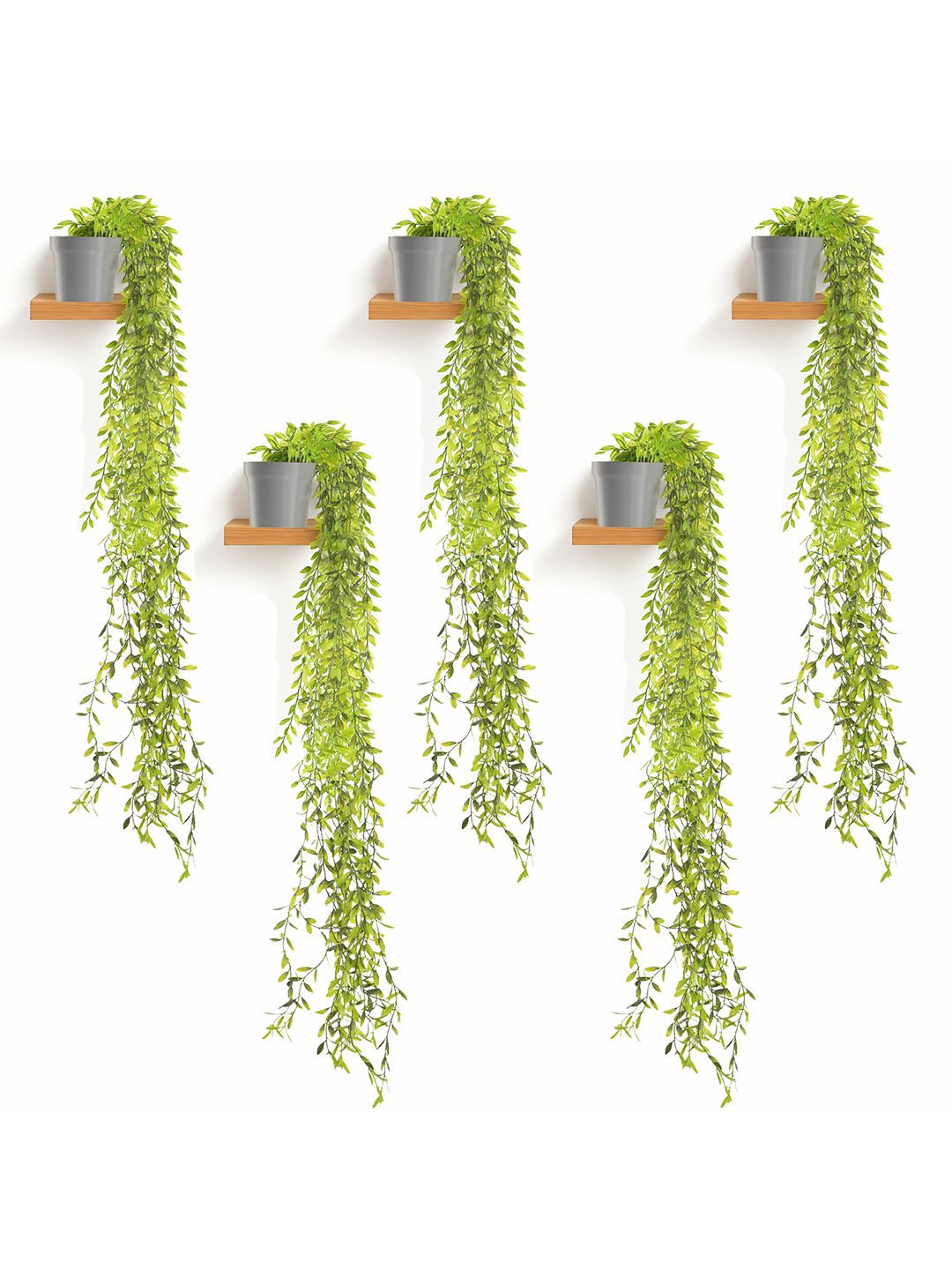 Kuber Industries Grey 5 Pieces Hanging Artificial Flower With Pot