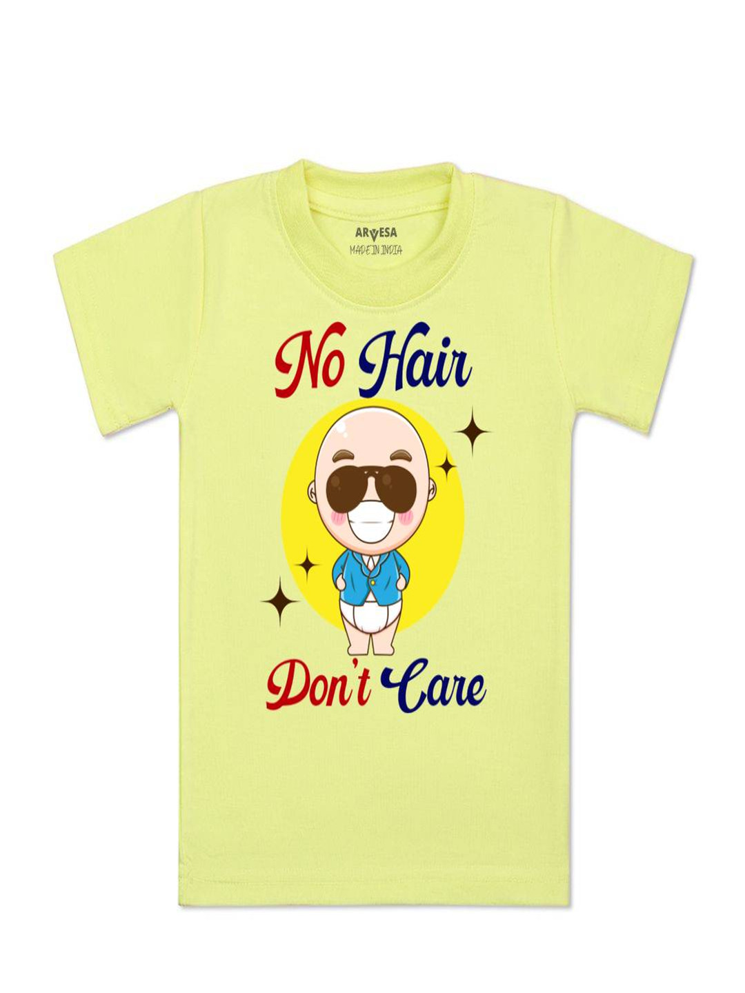 Arvesa Kids No Hair Don't Care Printed Tshirt