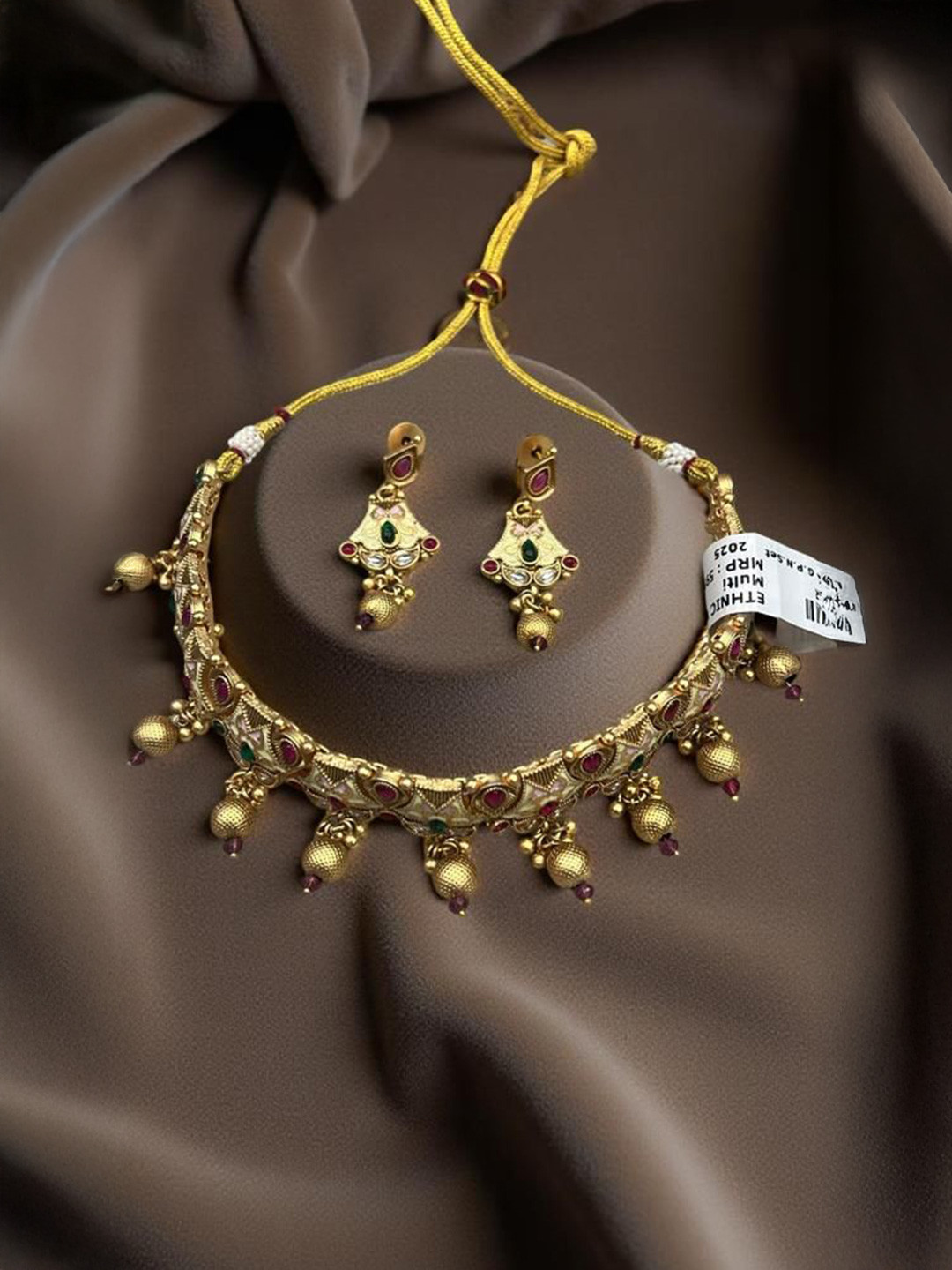 WTF - WEAR THE FASHION Gold-Plated Kundan Studded Meenakari Jewellery Set