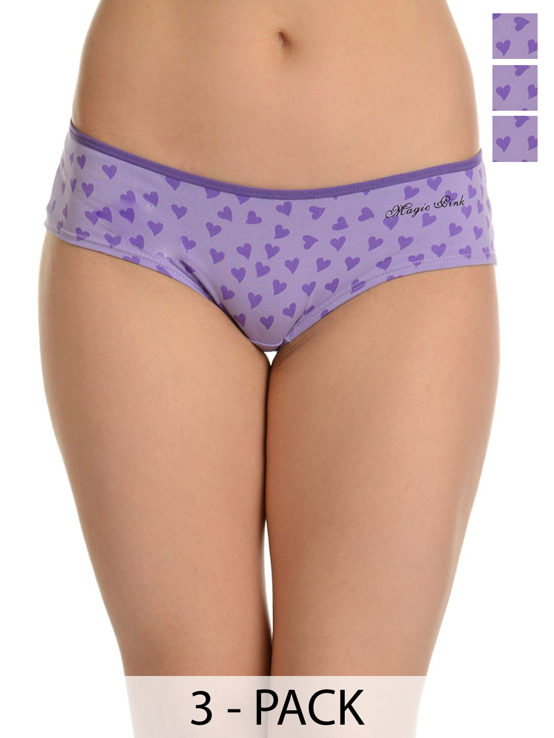 Da Intimo Pack Of 3 Printed Low-Rise Seamless Bikini Briefs DIU-5051_PPL_PPL_PPL