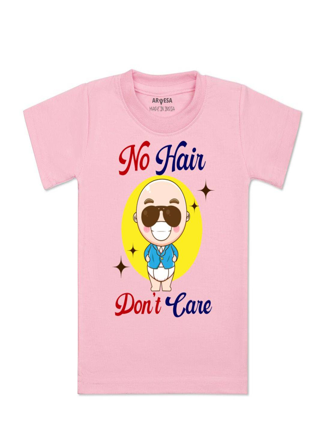 Arvesa Kids No Hair Don't Care Printed Tshirt