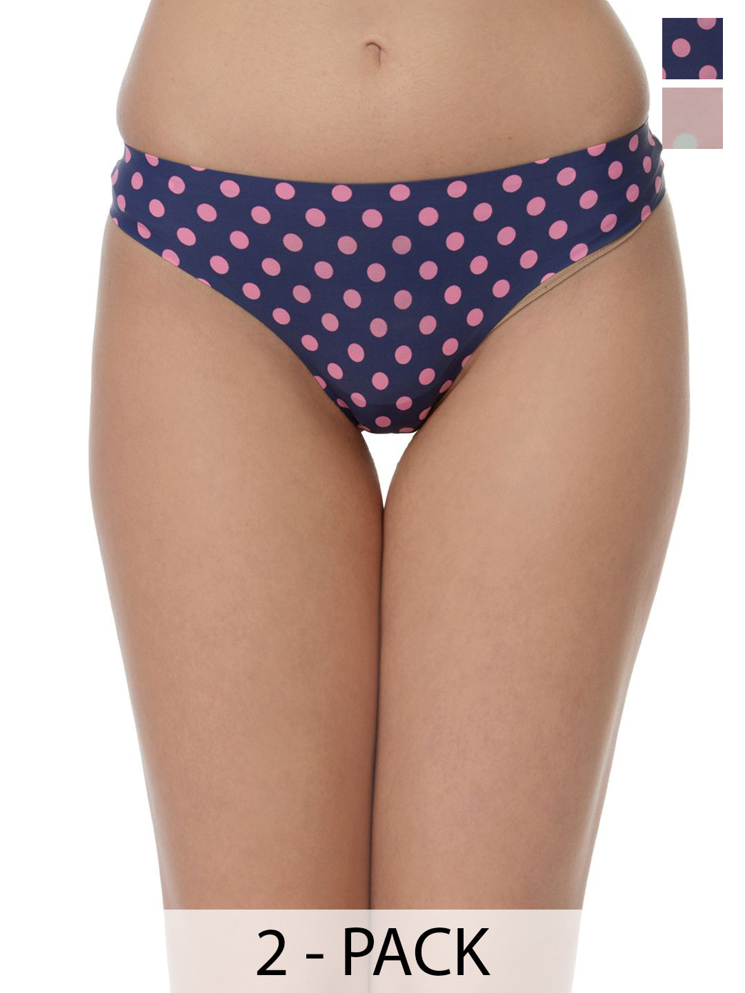 Da Intimo Pack Of 2 Polka Dots Printed Low-Rise Thong Briefs DIU-0102_PPL_PNK