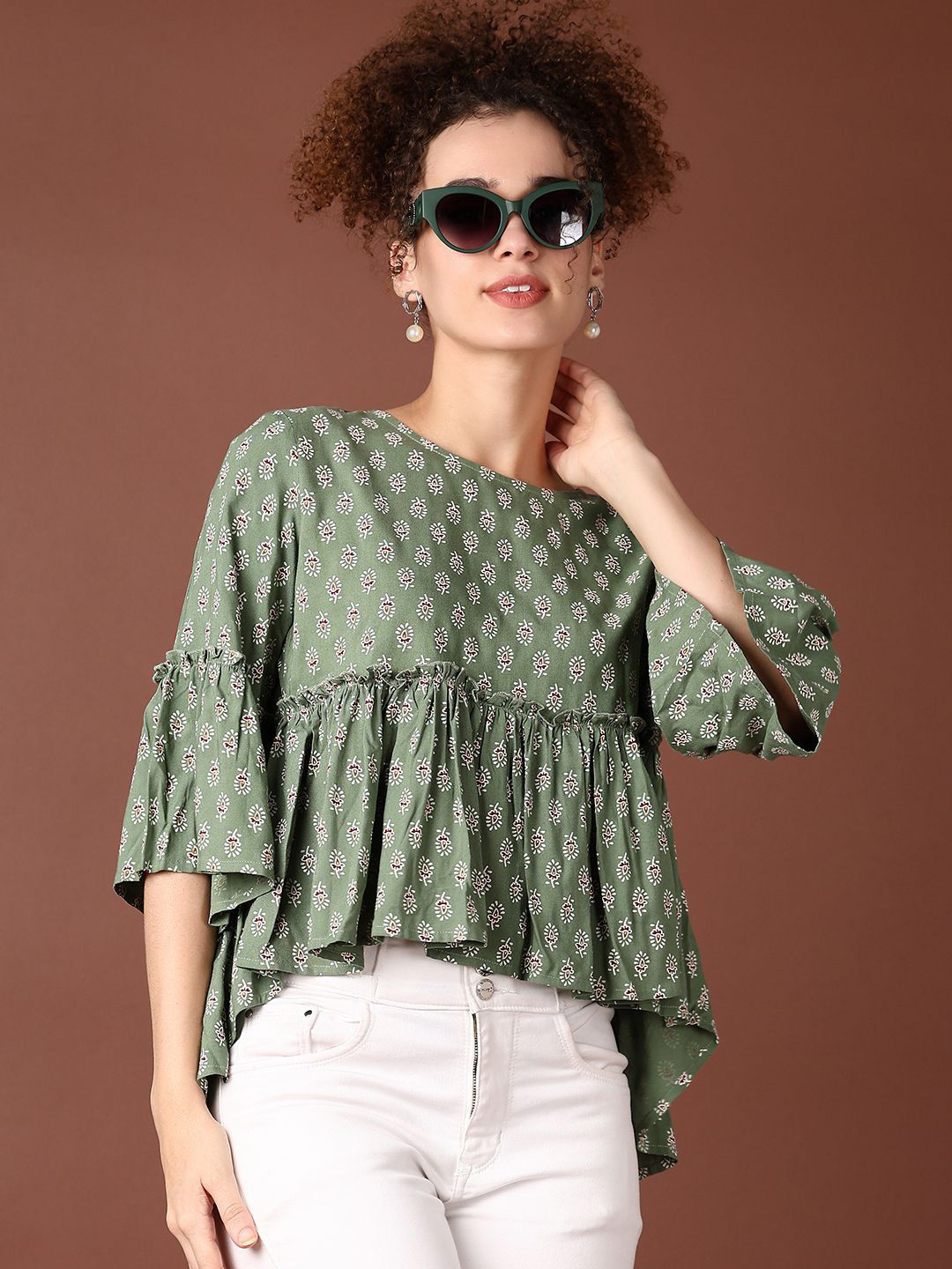 LIMEROAD Print Bell Sleeve Top