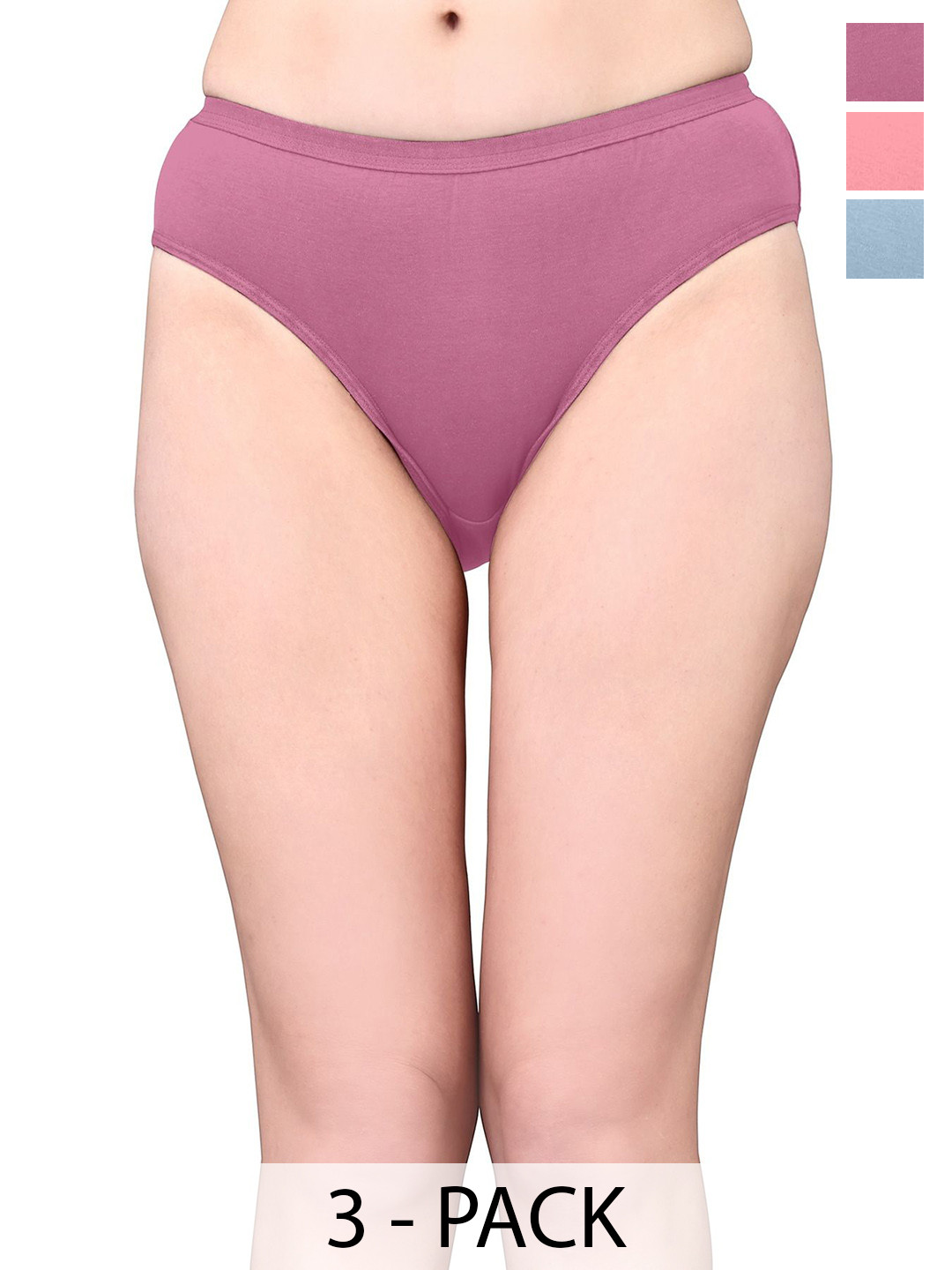 Exotica Lingerie Pack Of 3 Cotton Bikini Briefs EX RIYA-PACK OF 3-SKYBLUE RED MAROON-M