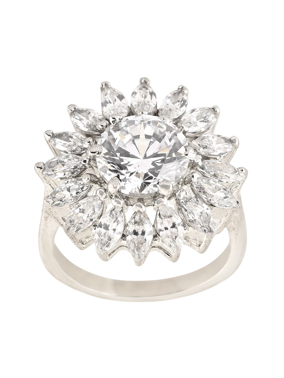 LeZilver Stone-Studded Finger Ring