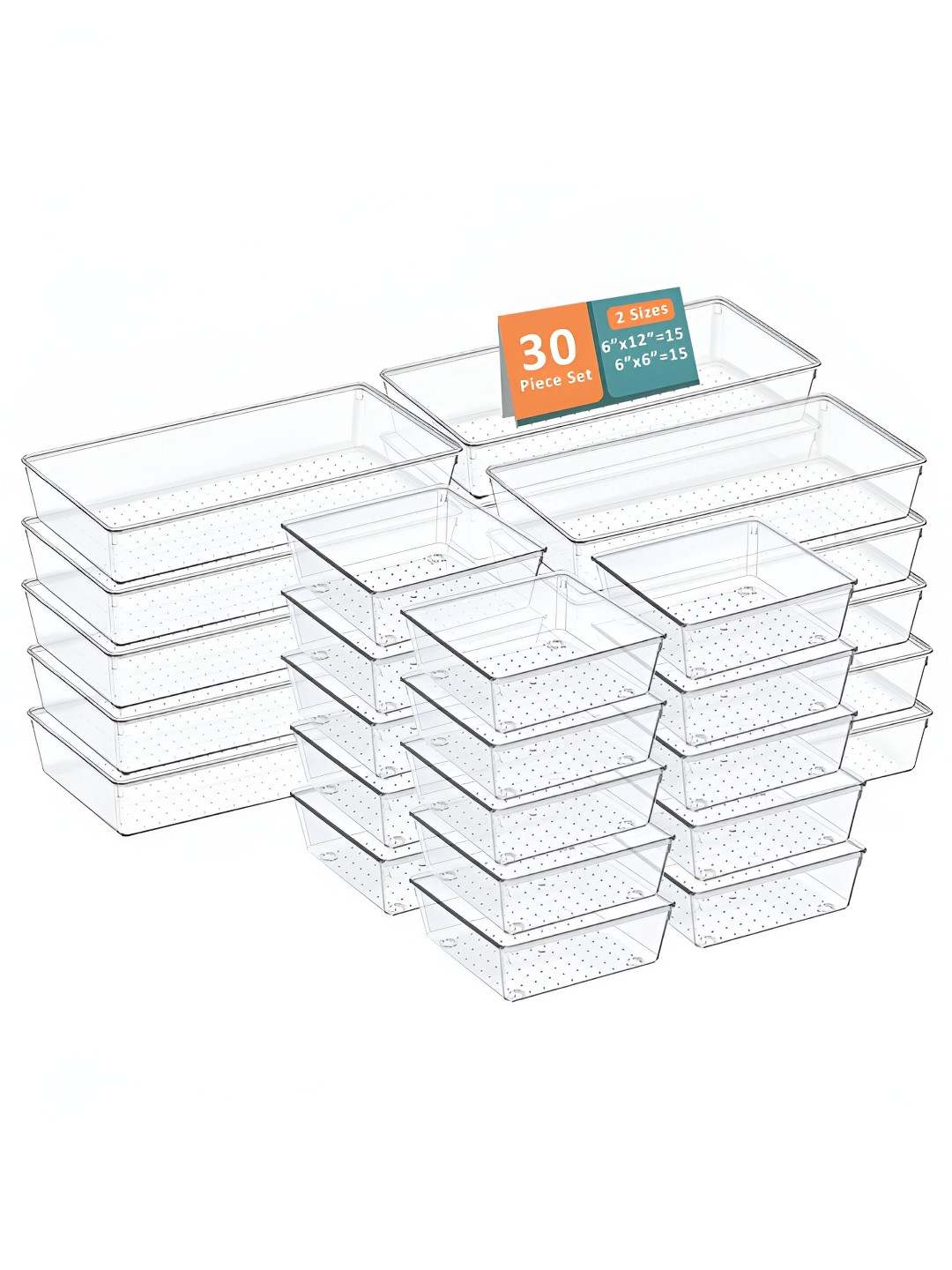 Aura Transparent 30 Pcs Set Multi-Purpose Makeup Organisers Stationery Desk Organizers
