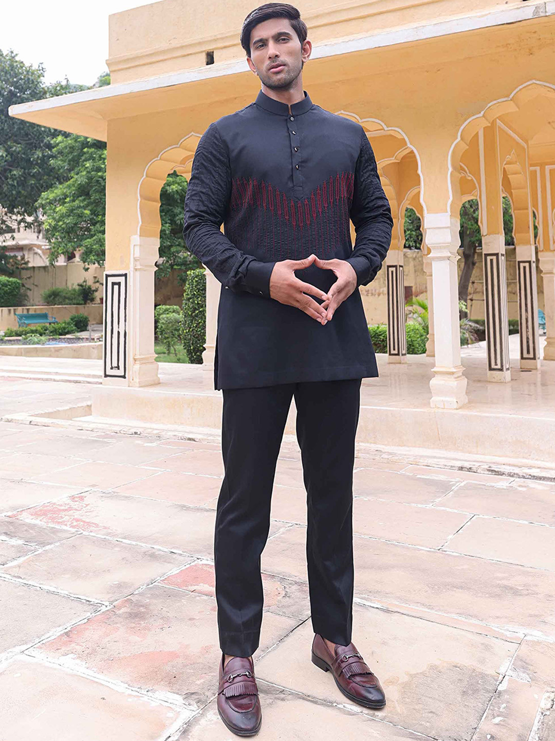 ABKASA Sansa Men Embroidered Regular Kurta with Trousers