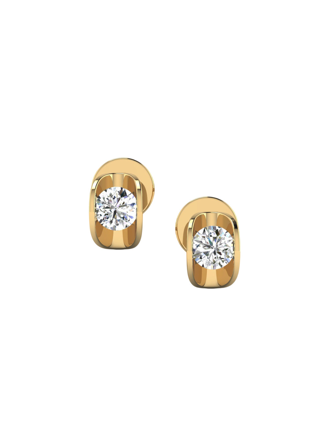 SHINE ETERNAL 18 Kt Yellow Gold Lab Grown Diamond Curved Radiance Studs Earrings