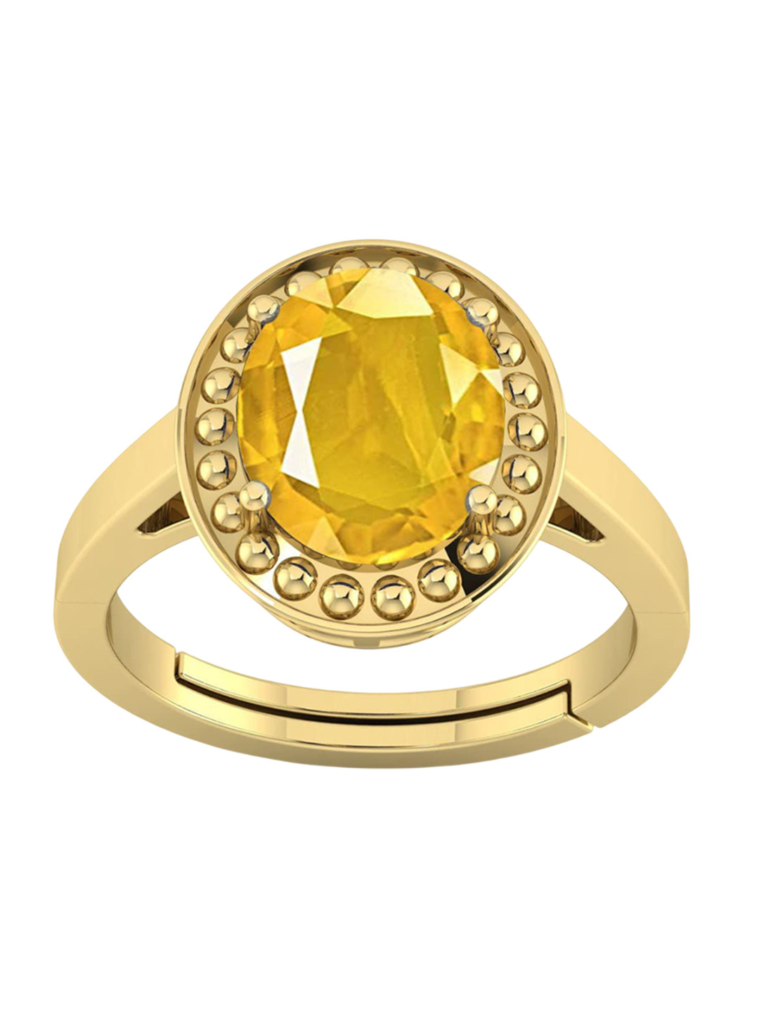 RSPR Yellow Sapphire Stone Studded Adjustable Finger Ring