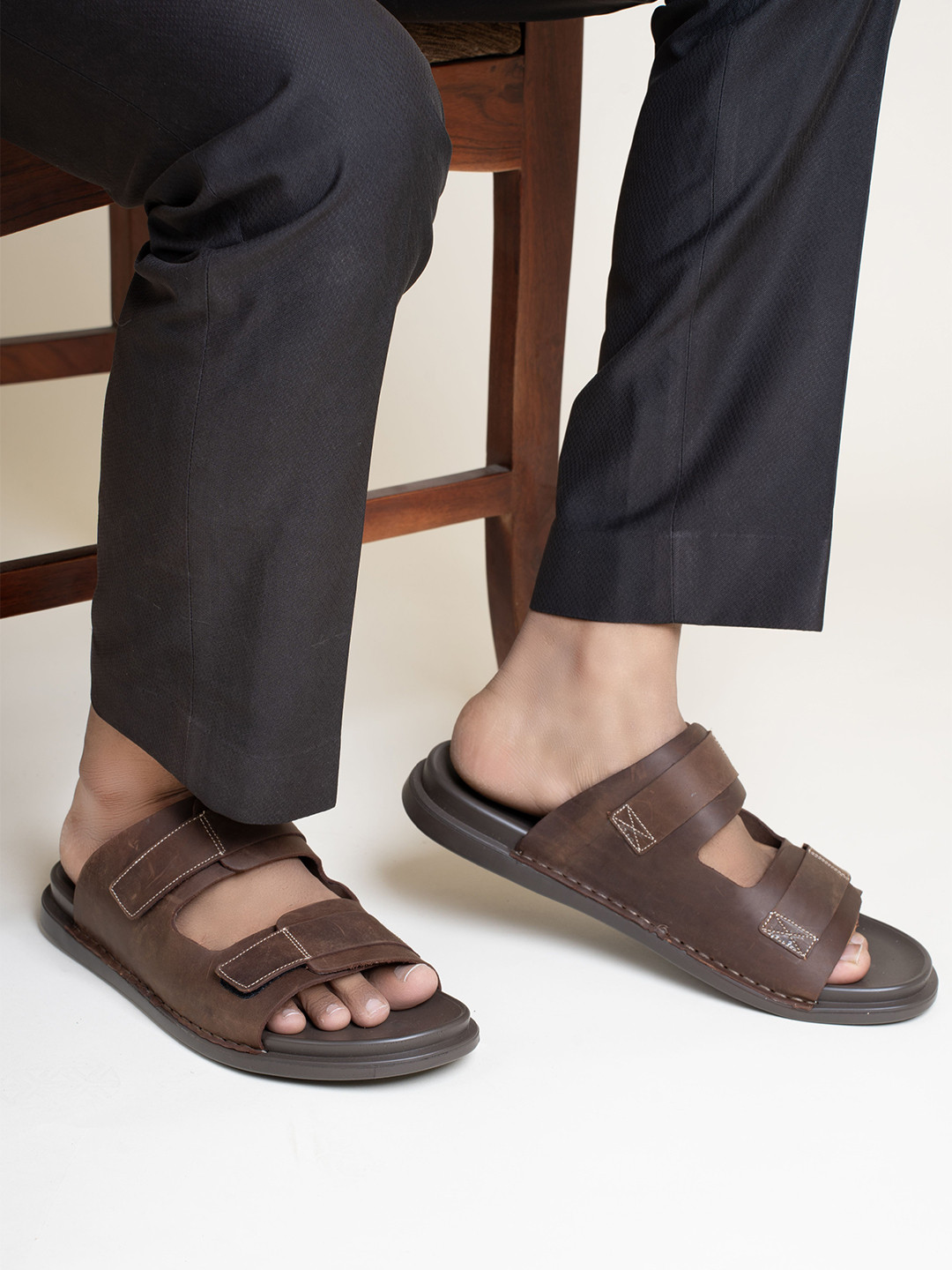 99CRAFTS Men Leather PU Comfort Sandals