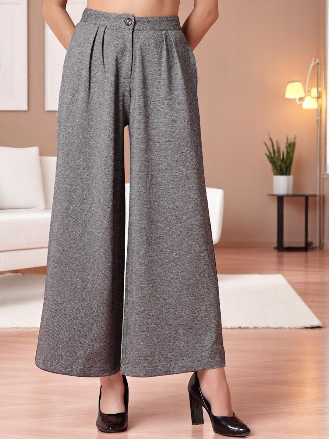 The Roadster Lifestyle Co. Women Relaxed Fit Mid-Rise Double Pleated Trousers
