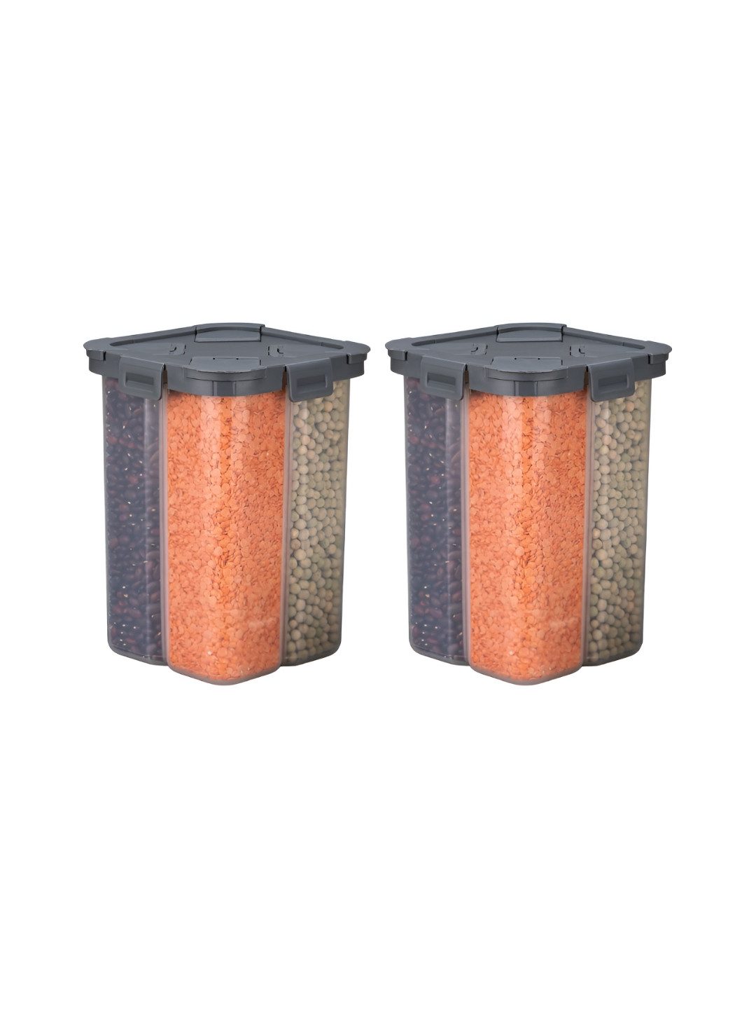 Aura Black & Transparent 2 Pieces Four Section Storage Container-