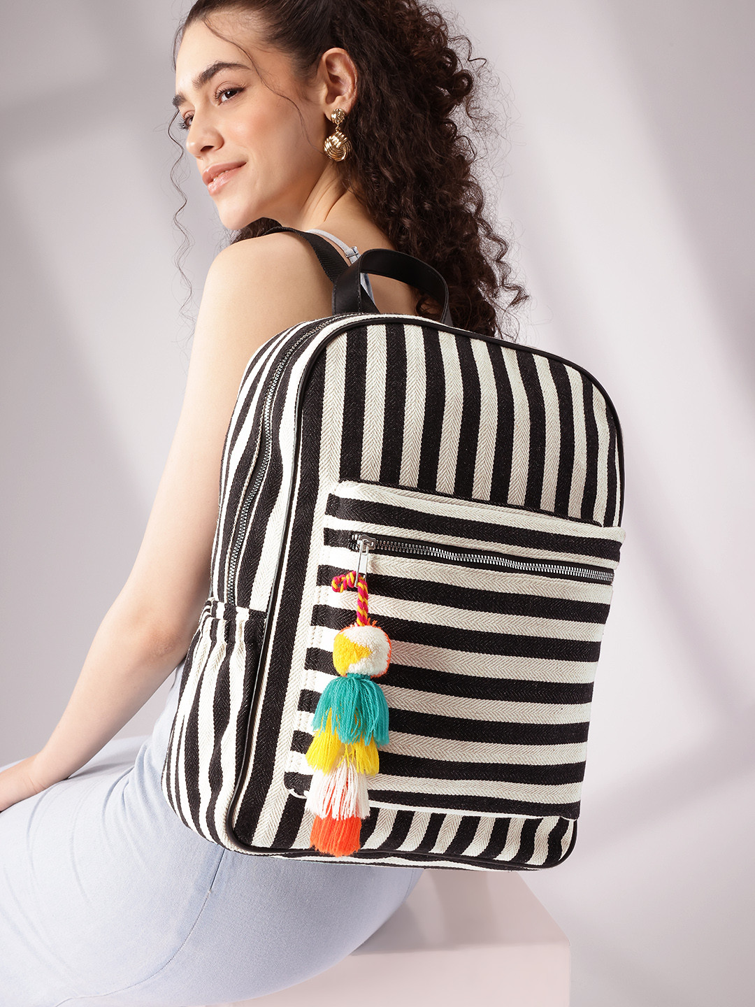 Mast & Harbour Women Striped College Backpack