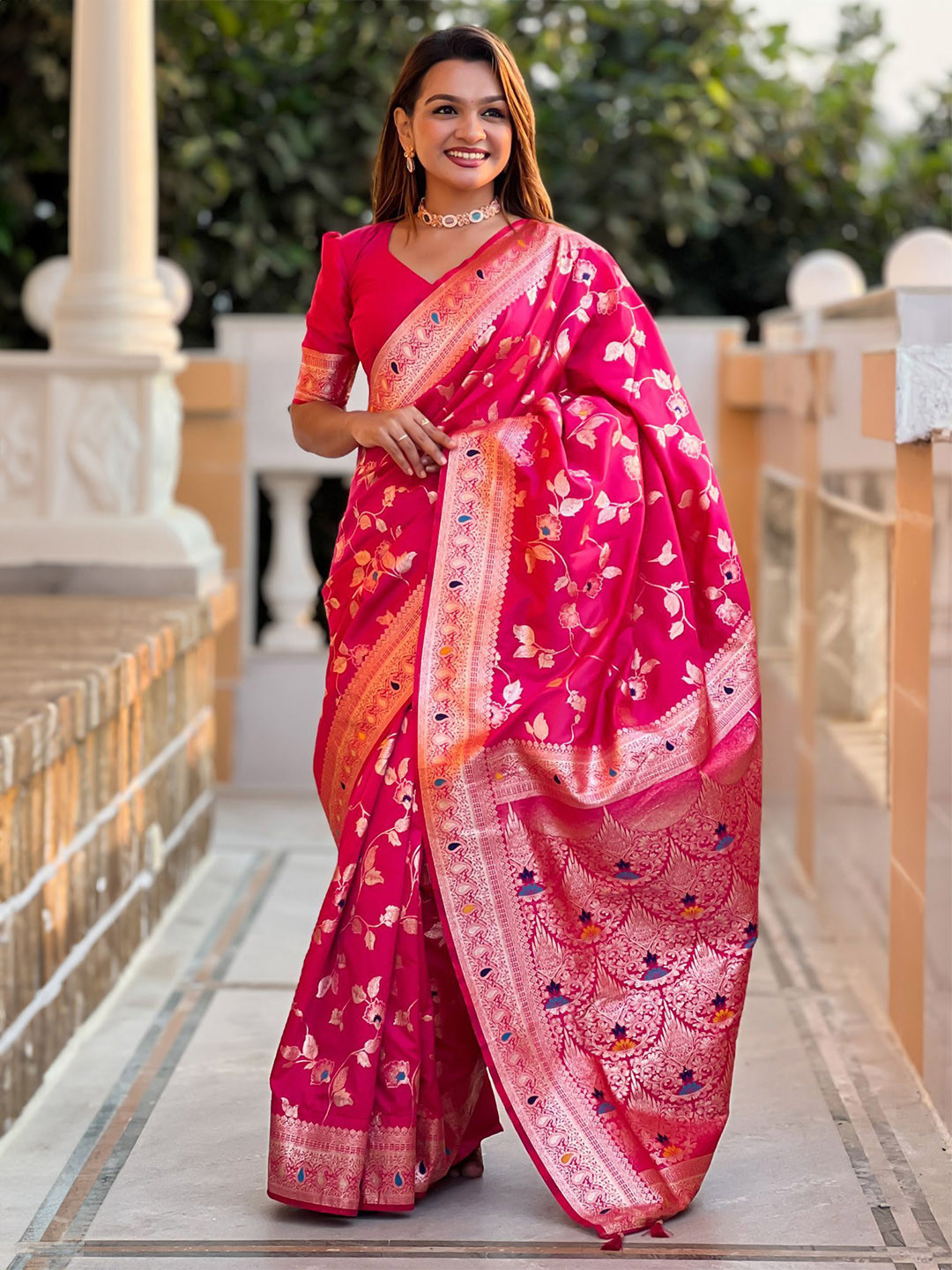 all about you Woven Design Zari Kanjeevaram Saree
